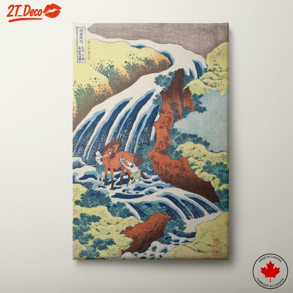 Traditional Chinese Scene with Waterfall and Horse