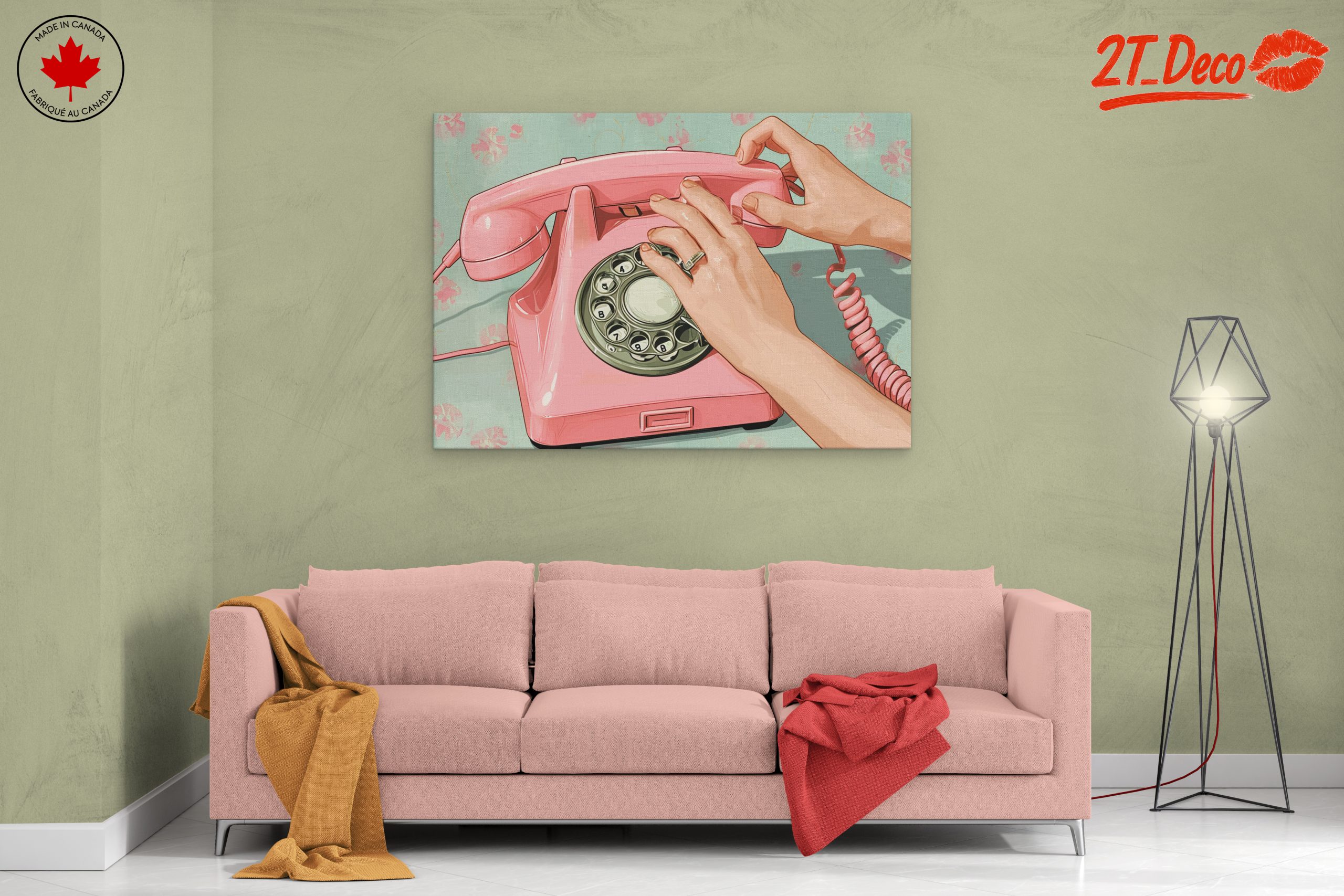 Pink Vintage Telephone Artwork - Image 2