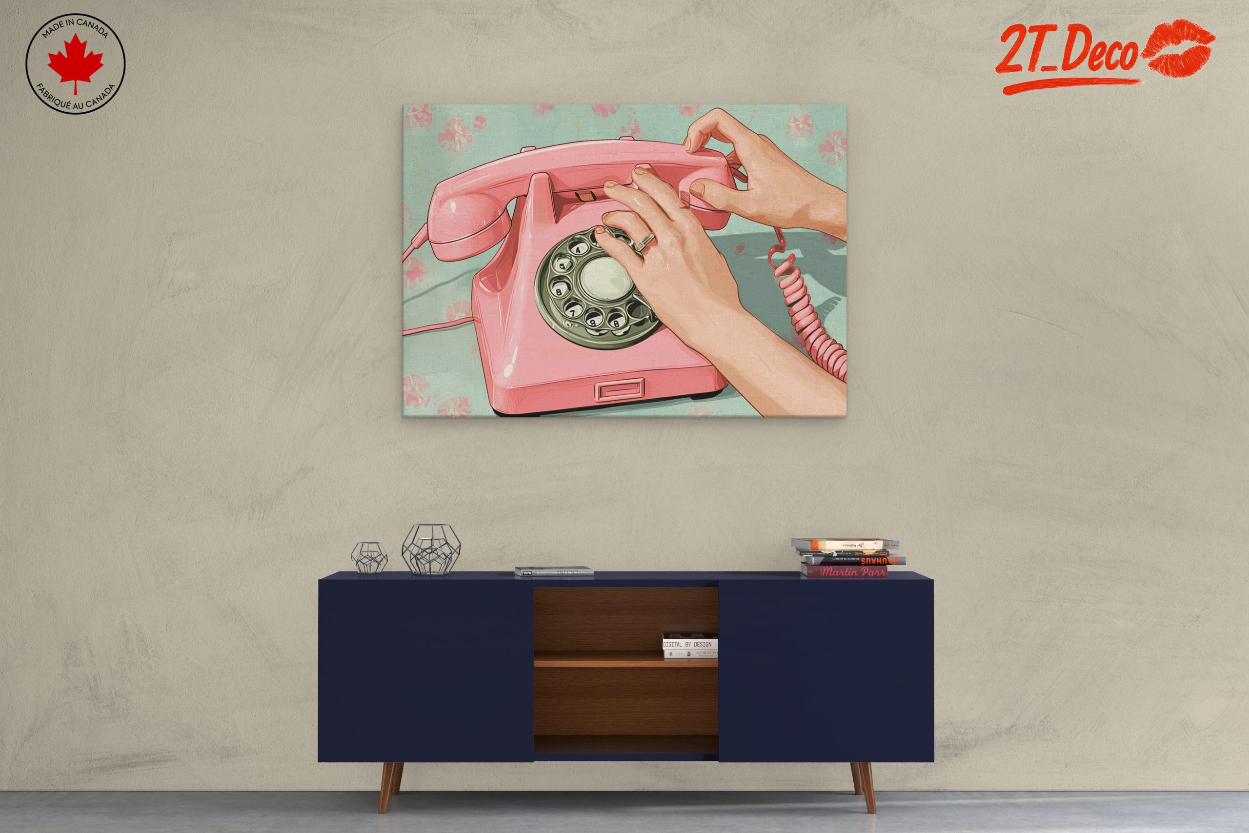 Pink Vintage Telephone Artwork - Image 3