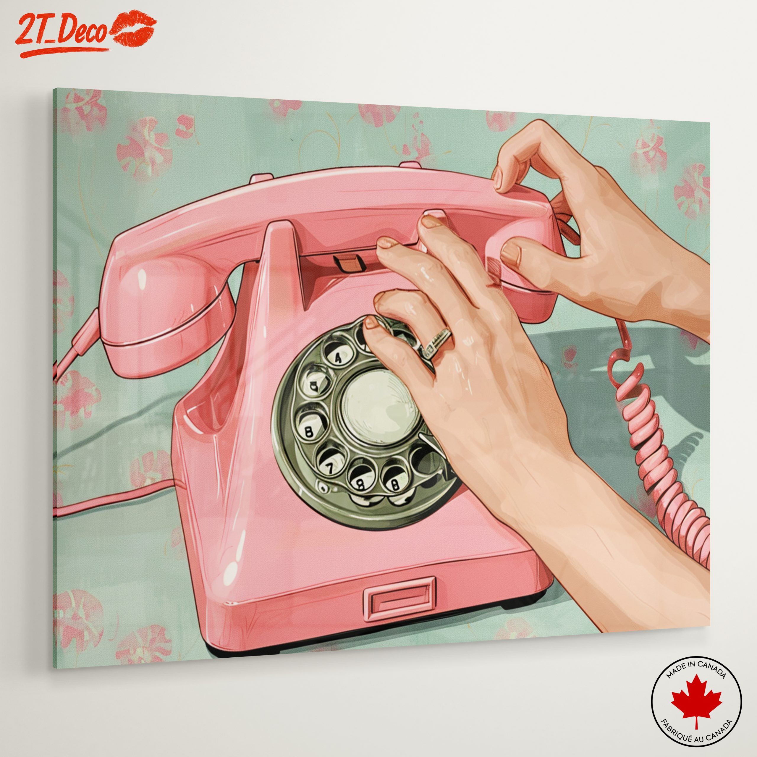 Pink Vintage Telephone Artwork - Image 6