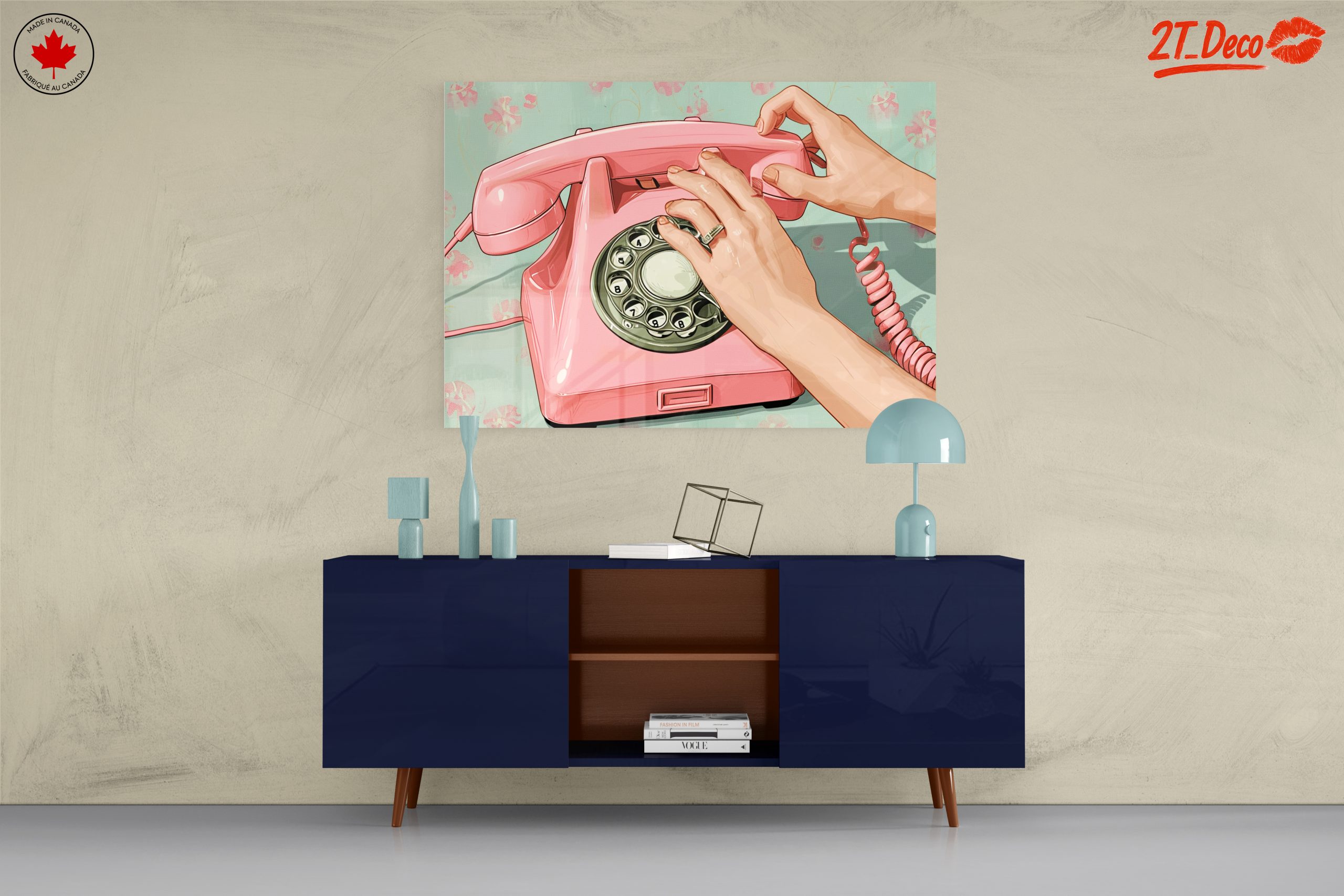 Pink Vintage Telephone Artwork - Image 8