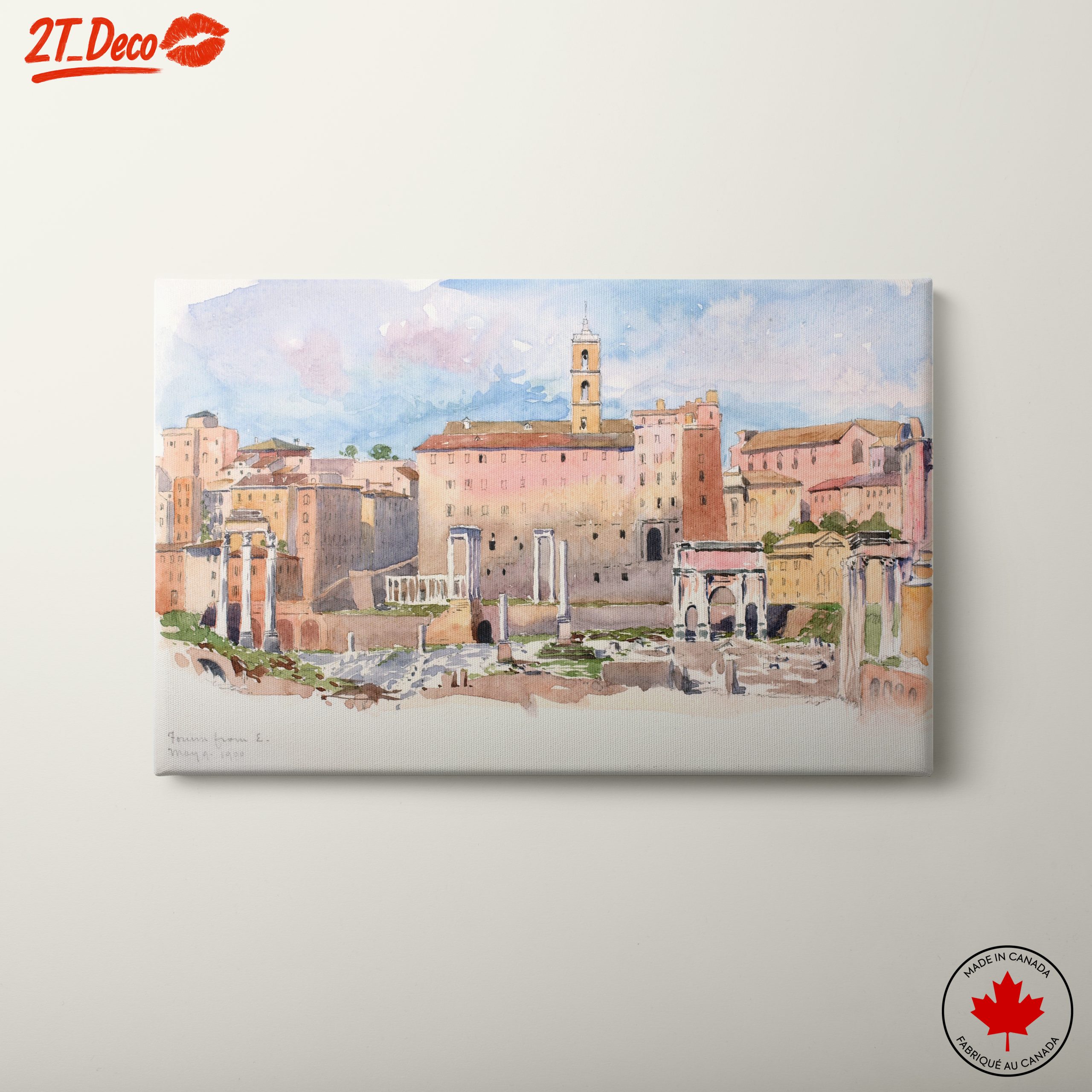 Watercolor View of Roman Architecture