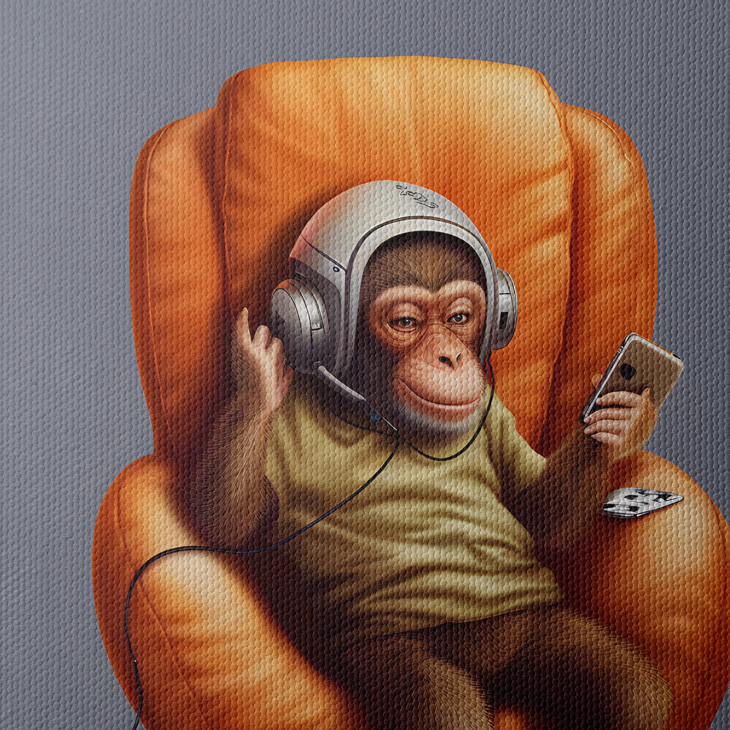 Cute Monkey Enjoying Music in a Cozy Chair - Image 4