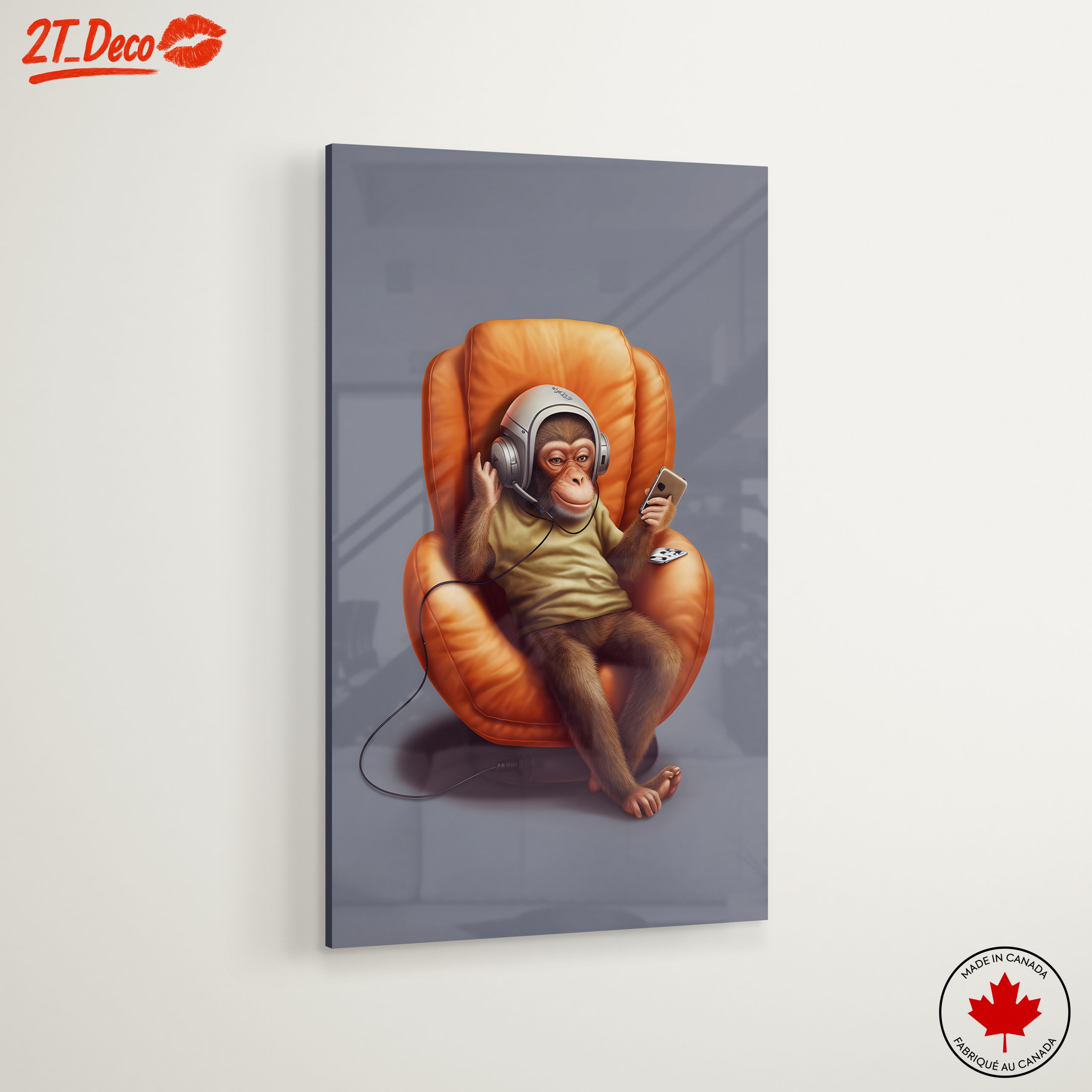 Cute Monkey Enjoying Music in a Cozy Chair - Image 6