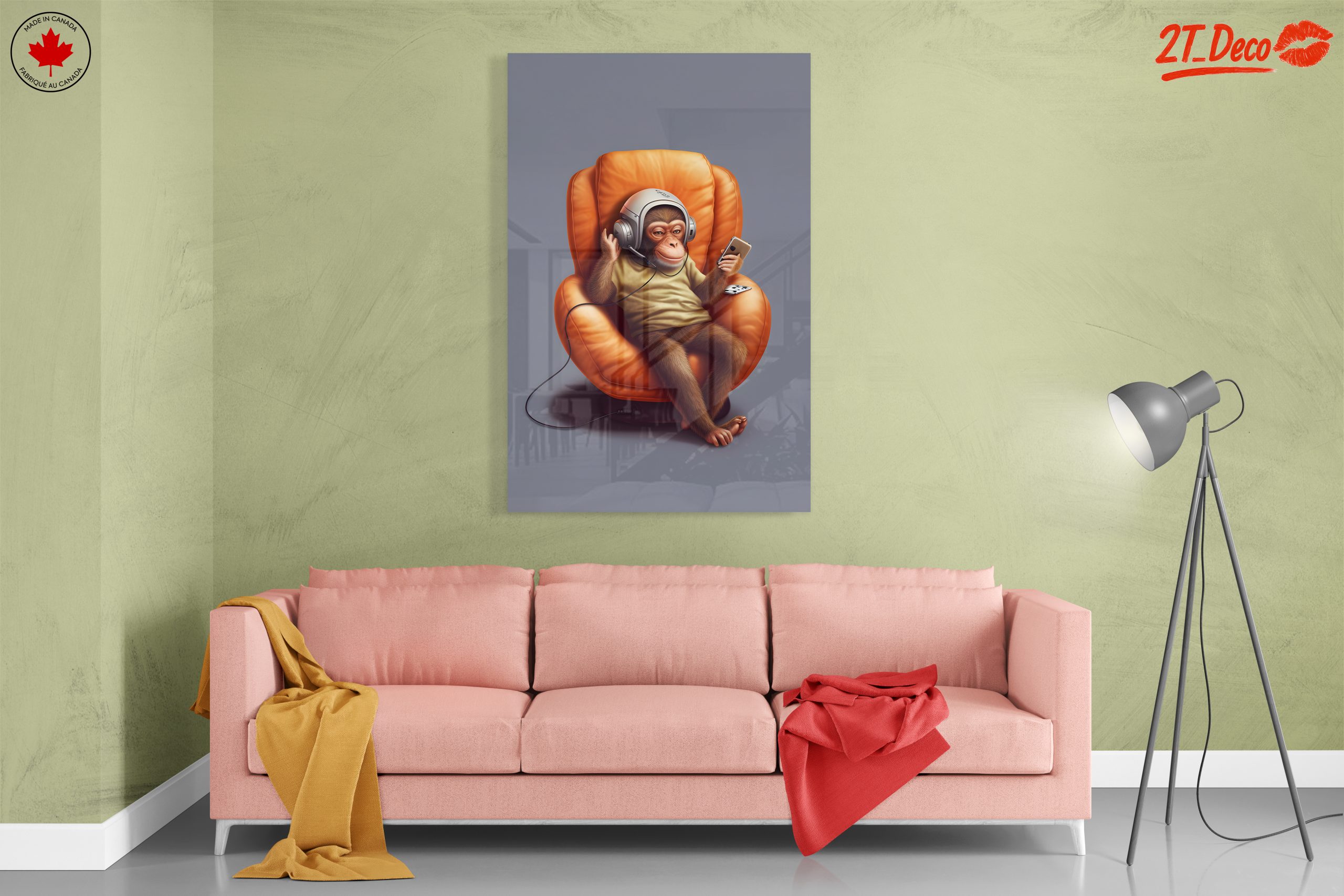 Cute Monkey Enjoying Music in a Cozy Chair - Image 7