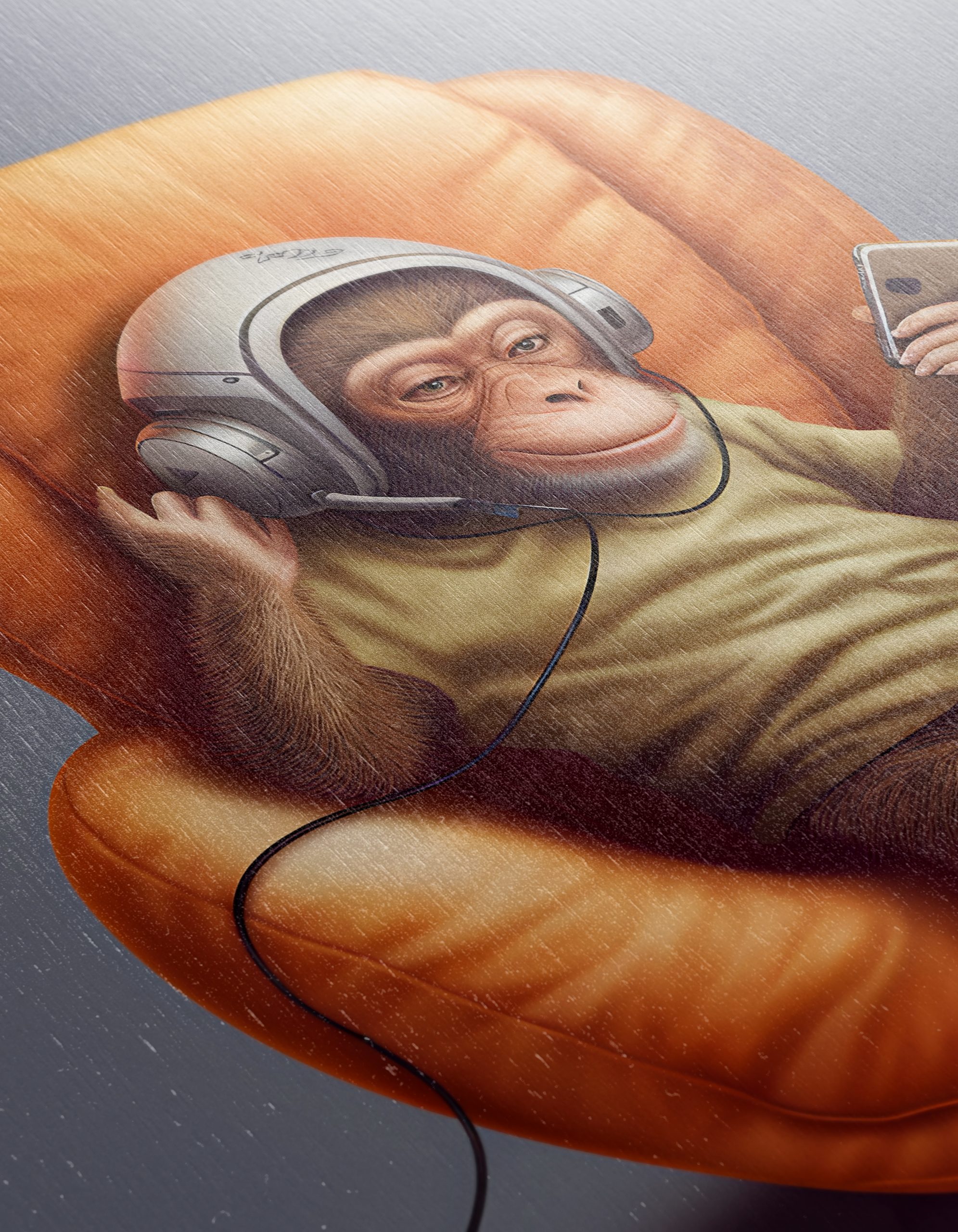 Cute Monkey Enjoying Music in a Cozy Chair - Image 12