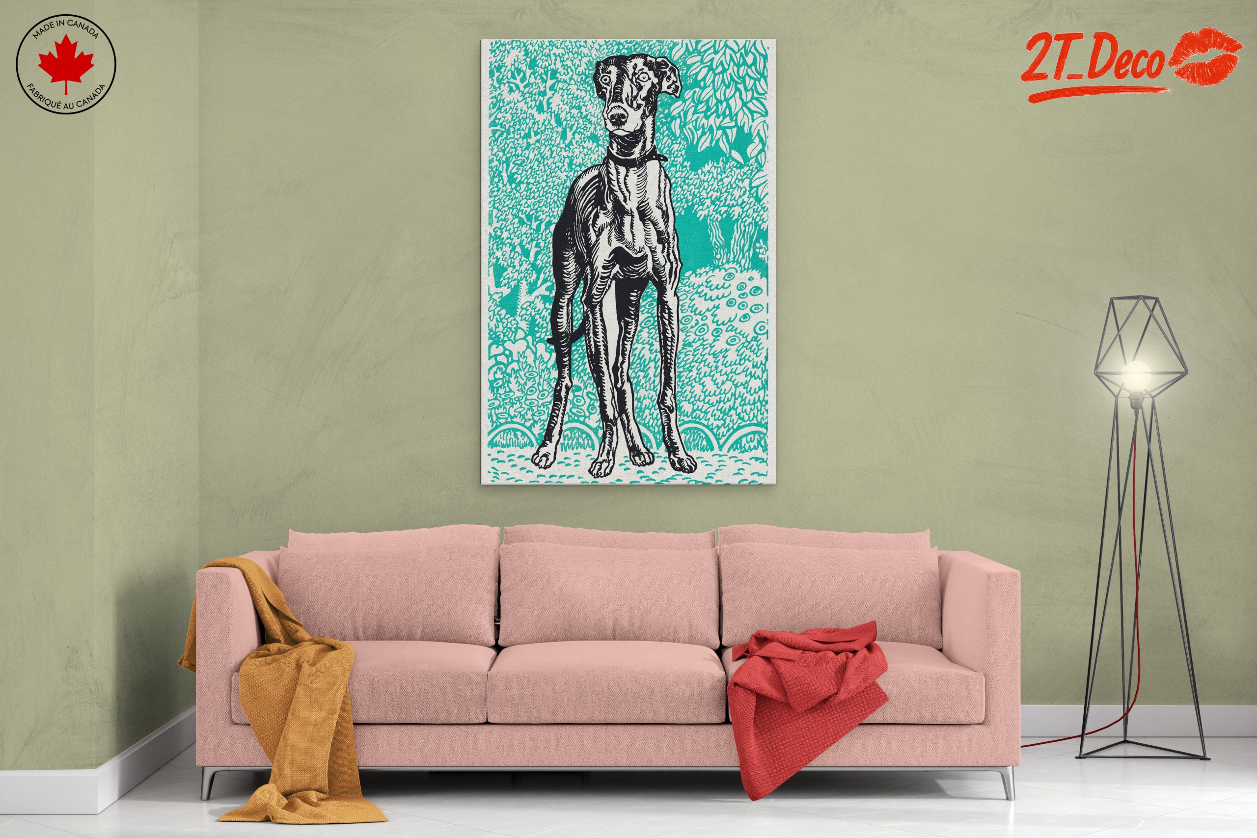 Stylized Dog Portrait Against Turquoise Background - Image 2
