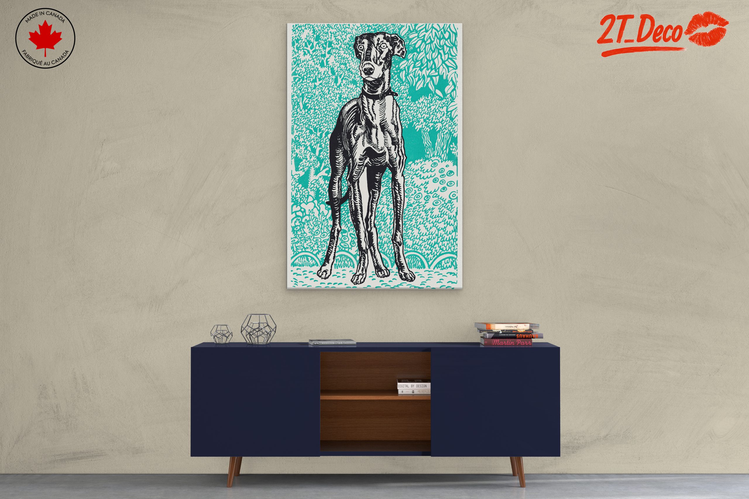 Stylized Dog Portrait Against Turquoise Background - Image 3