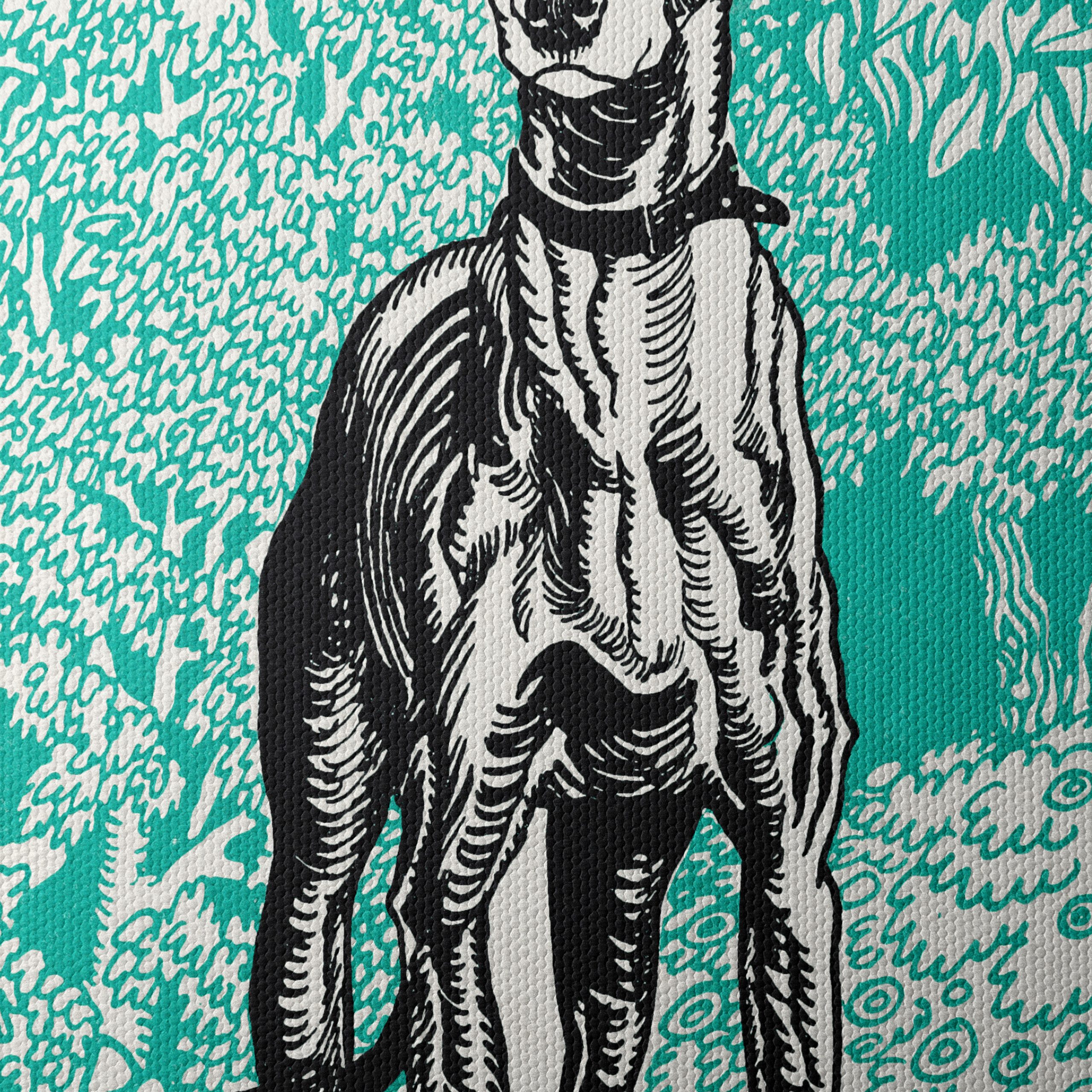 Stylized Dog Portrait Against Turquoise Background - Image 4