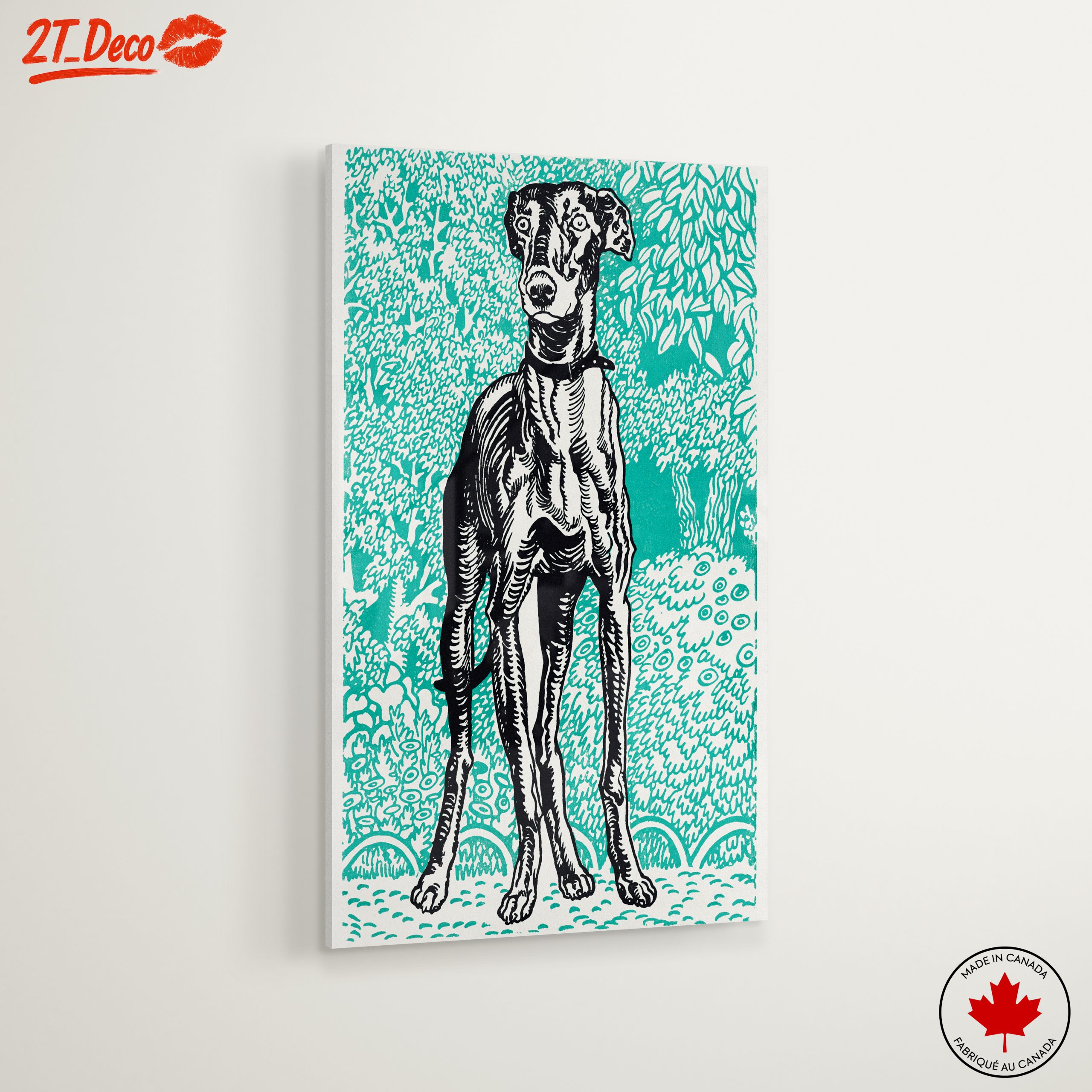Stylized Dog Portrait Against Turquoise Background - Image 6