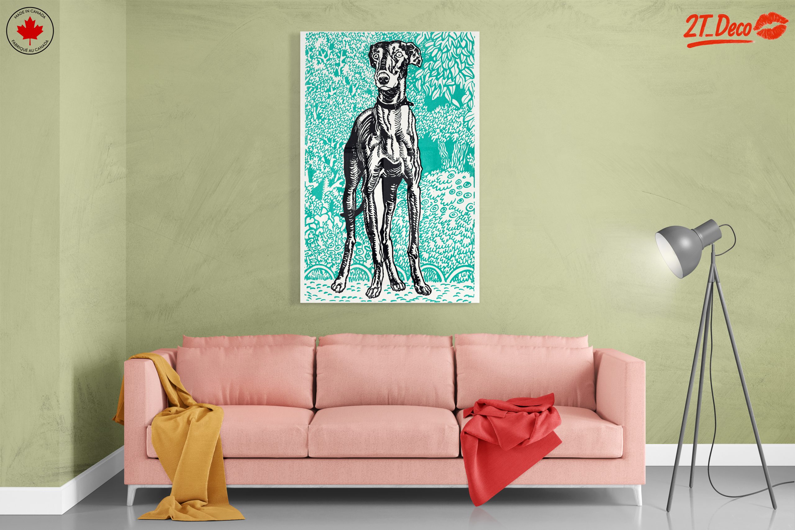 Stylized Dog Portrait Against Turquoise Background - Image 7