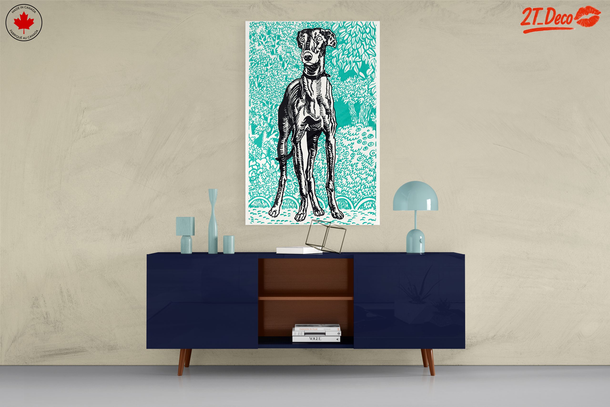 Stylized Dog Portrait Against Turquoise Background - Image 8