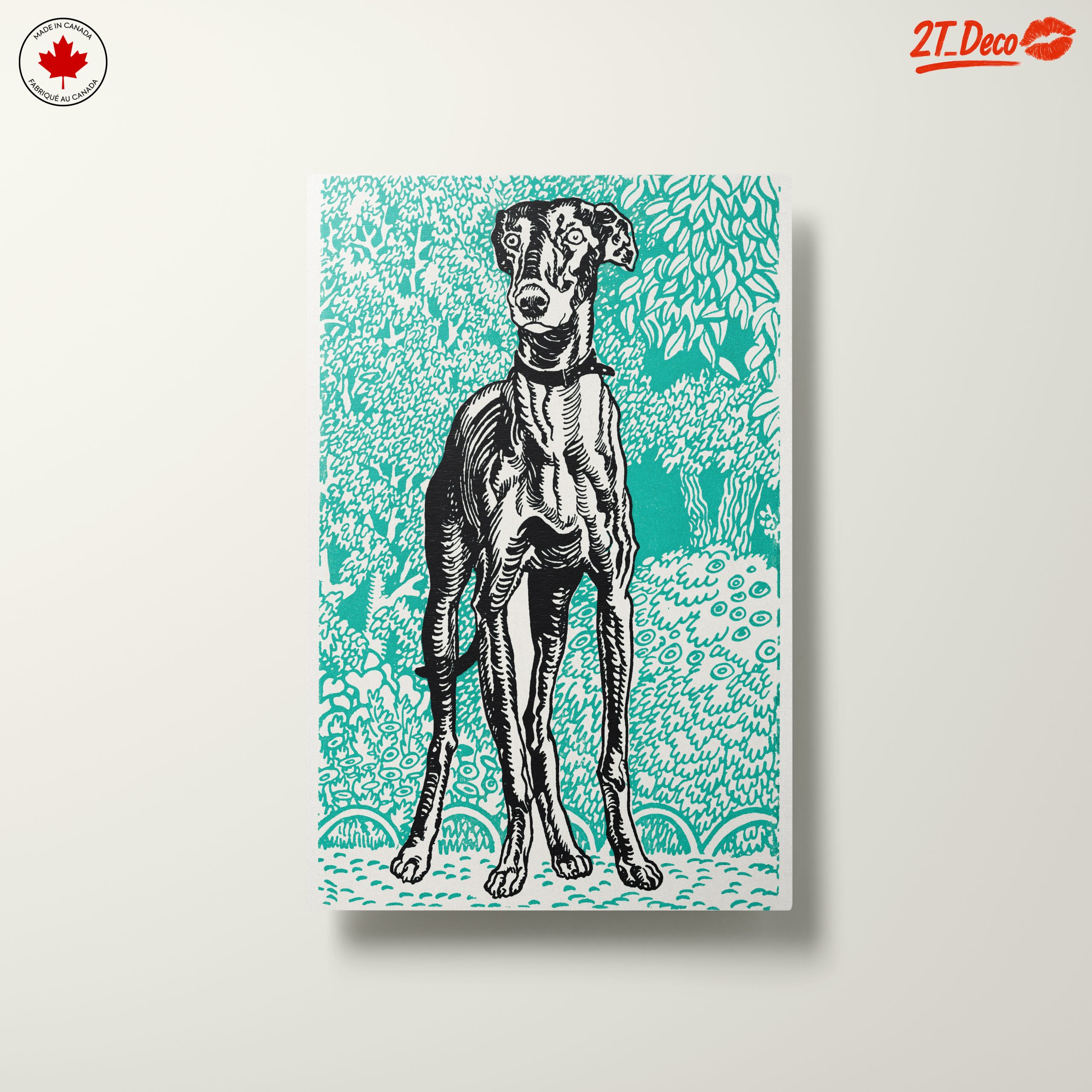 Stylized Dog Portrait Against Turquoise Background - Image 10