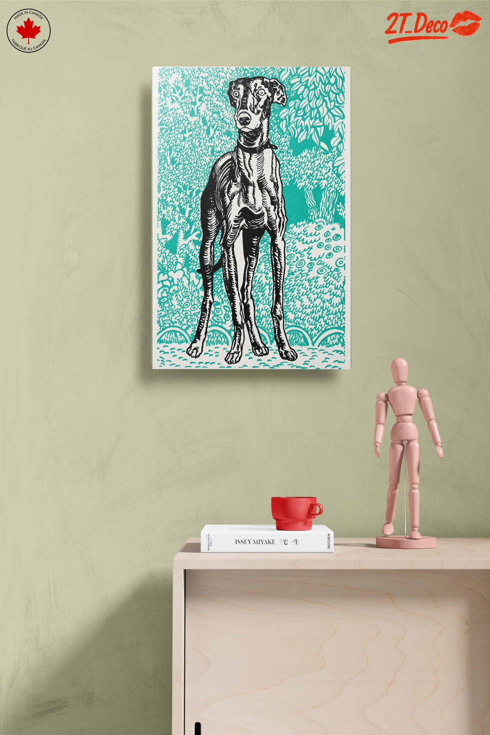 Stylized Dog Portrait Against Turquoise Background - Image 14