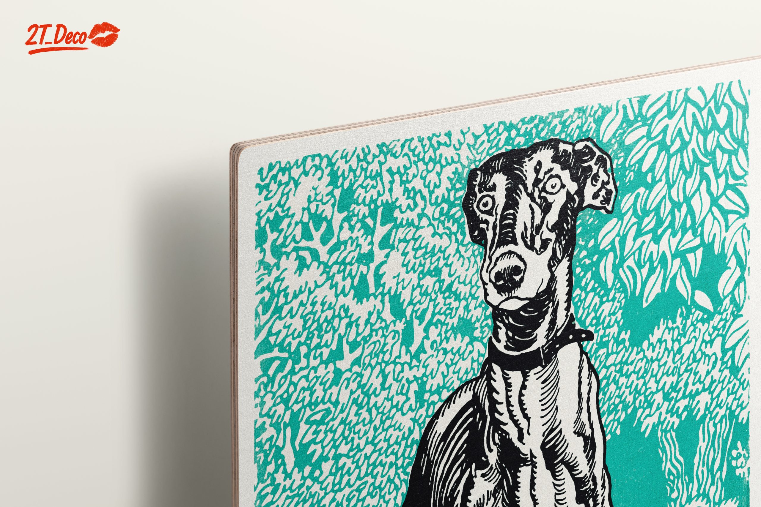 Stylized Dog Portrait Against Turquoise Background - Image 15