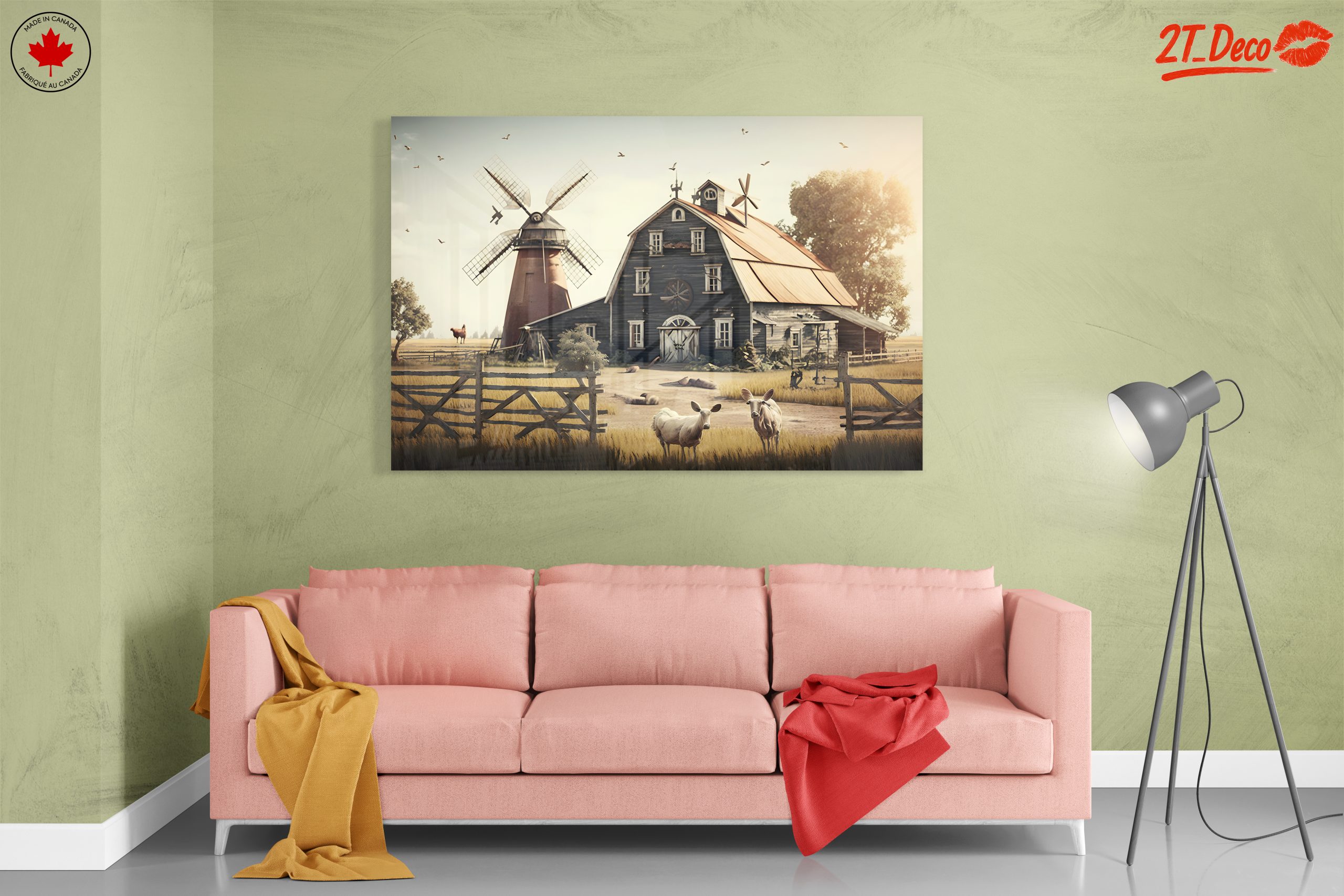 Rustic Farm Scene with Animals and Windmill - Image 7