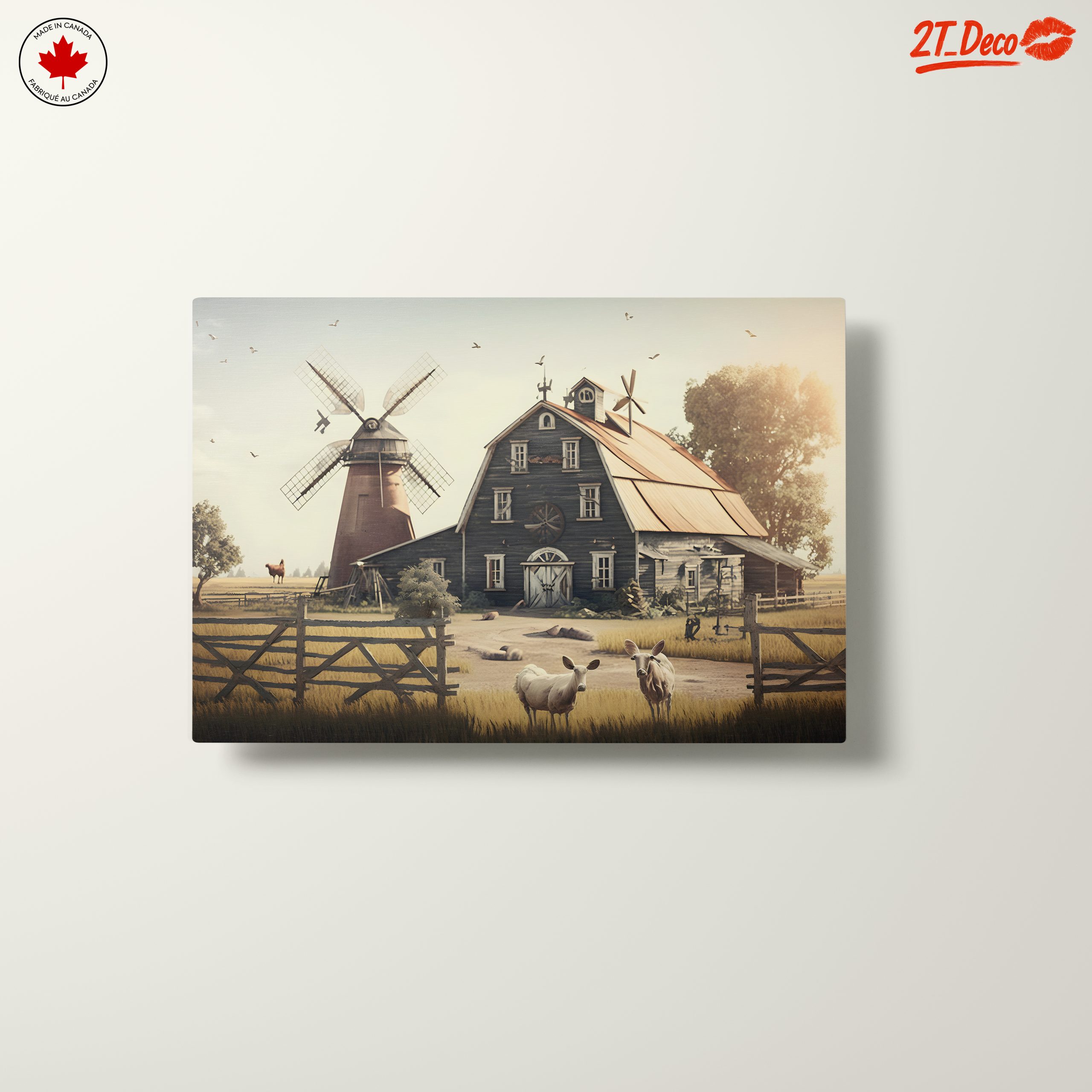 Rustic Farm Scene with Animals and Windmill - Image 10