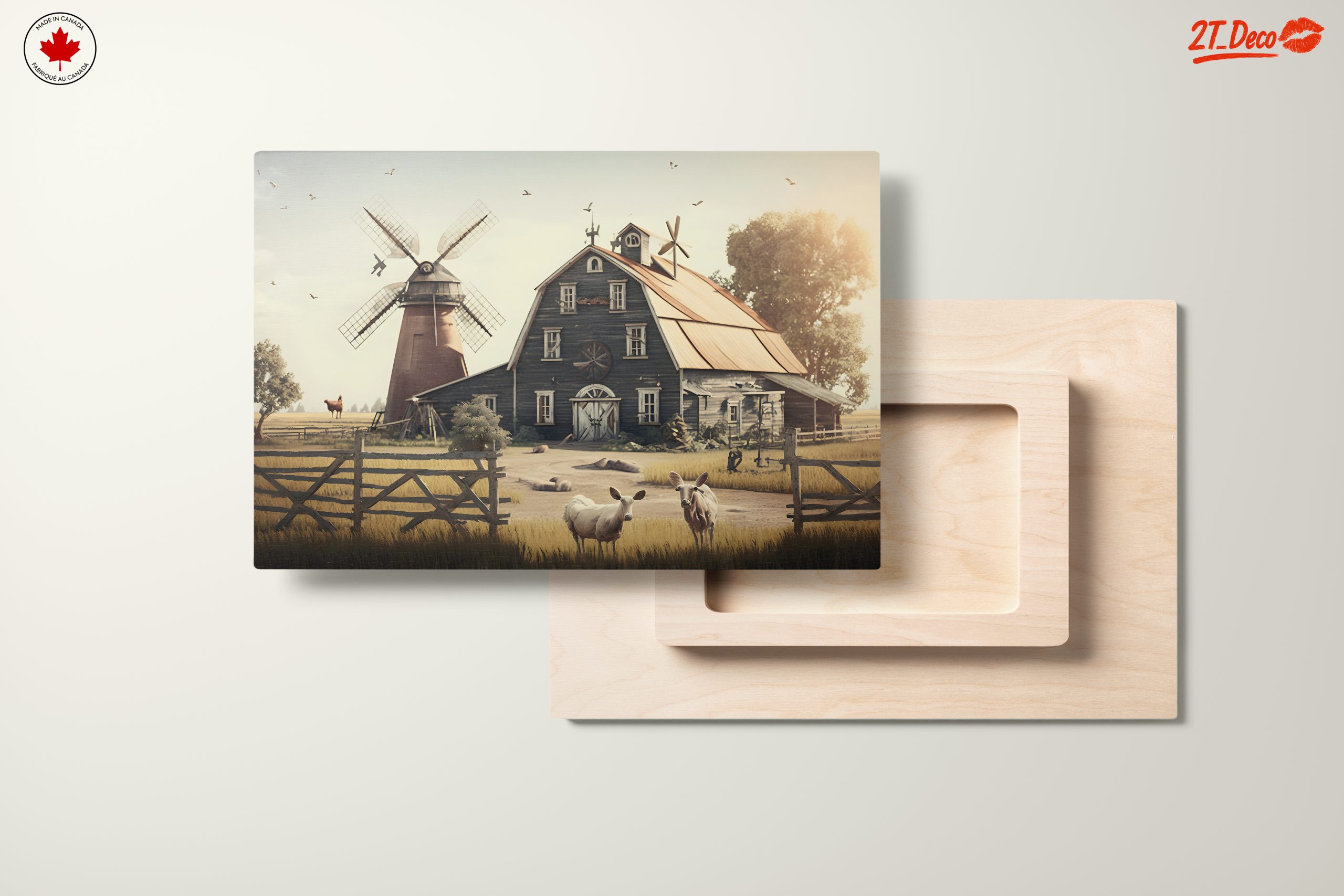 Rustic Farm Scene with Animals and Windmill - Image 11