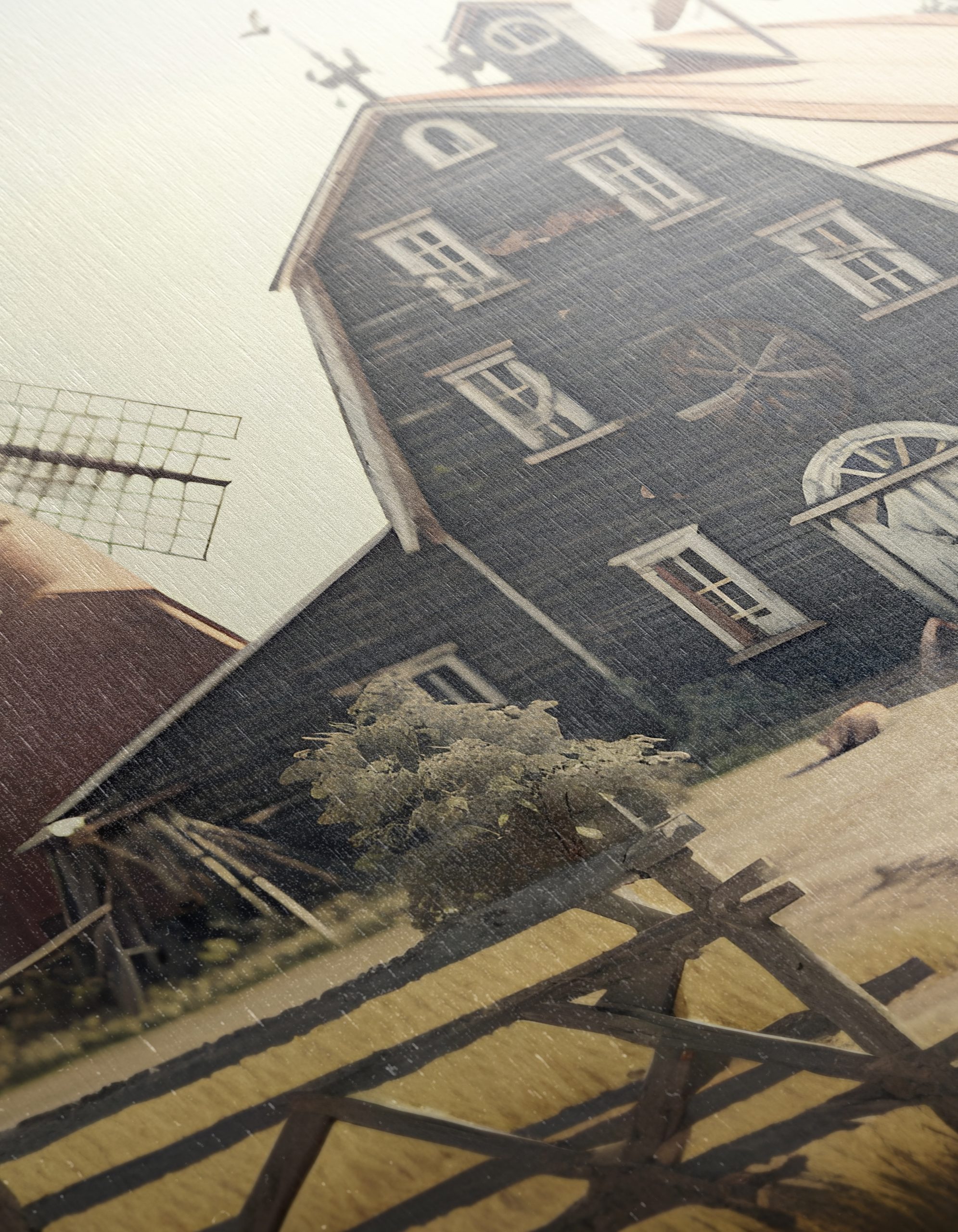 Rustic Farm Scene with Animals and Windmill - Image 12
