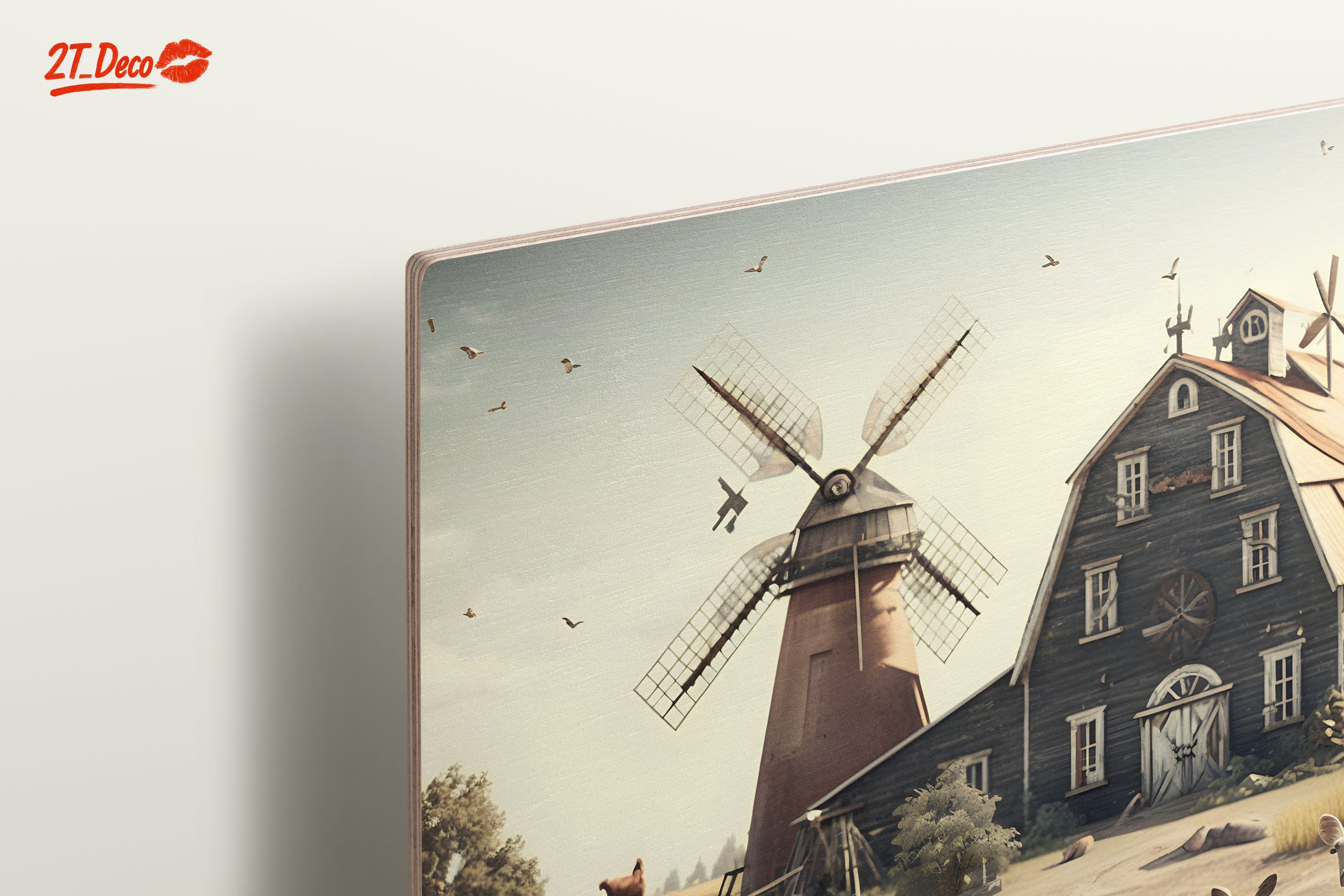 Rustic Farm Scene with Animals and Windmill - Image 15