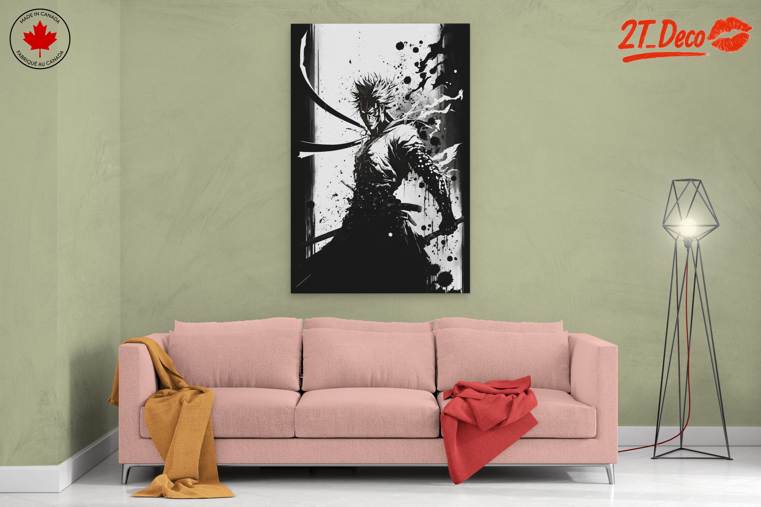Stylized Dynamic Character Artwork in Black and White - Image 2