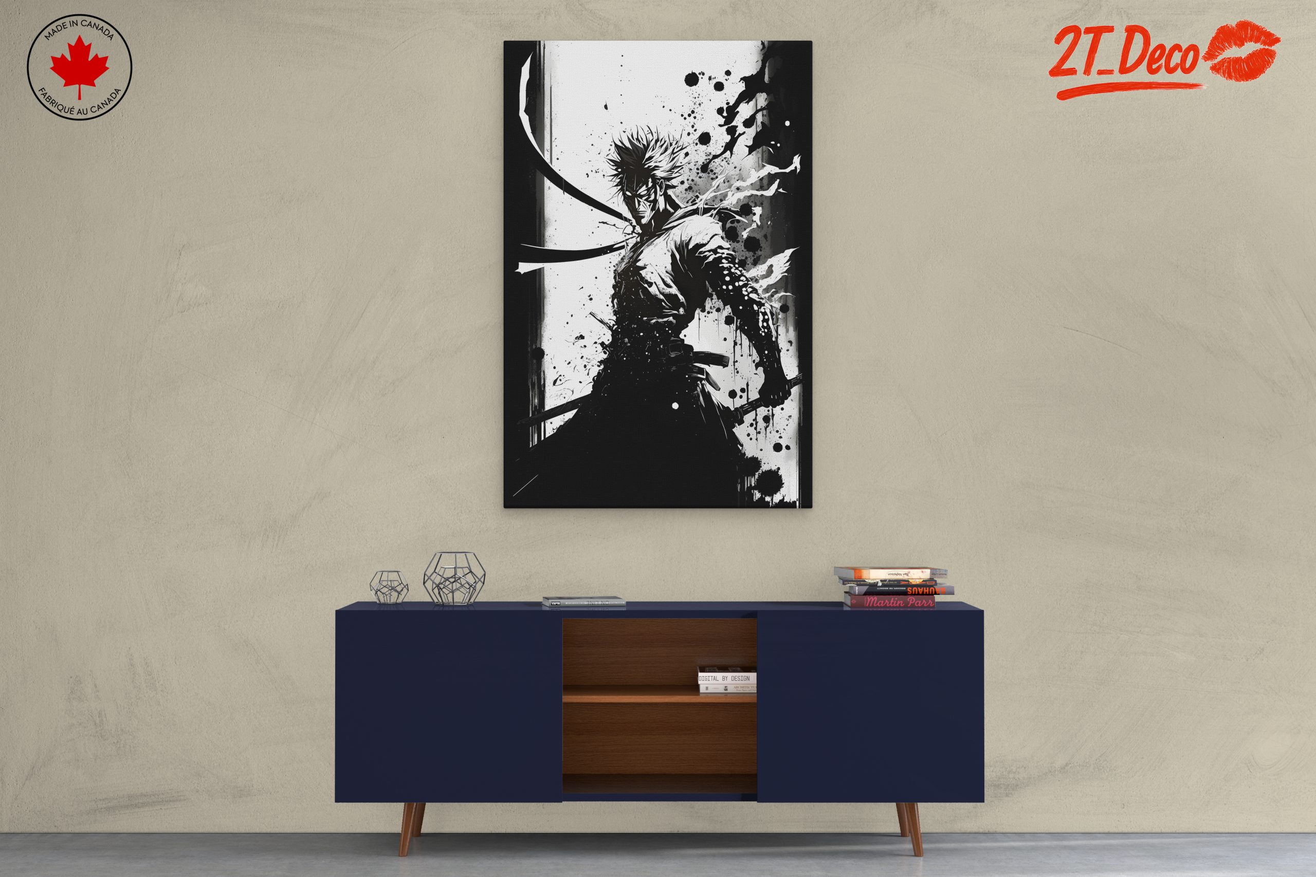Stylized Dynamic Character Artwork in Black and White - Image 3