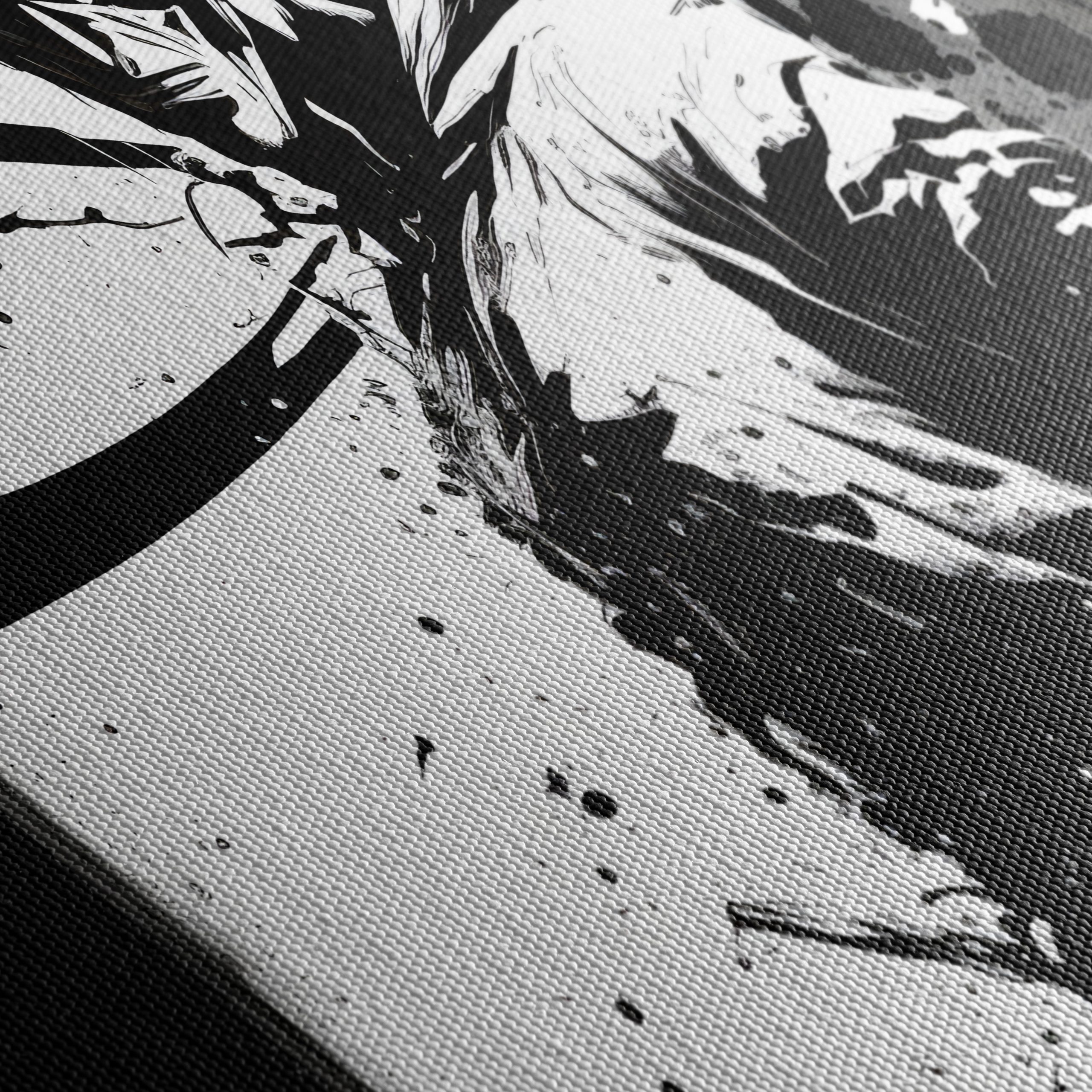 Stylized Dynamic Character Artwork in Black and White - Image 5