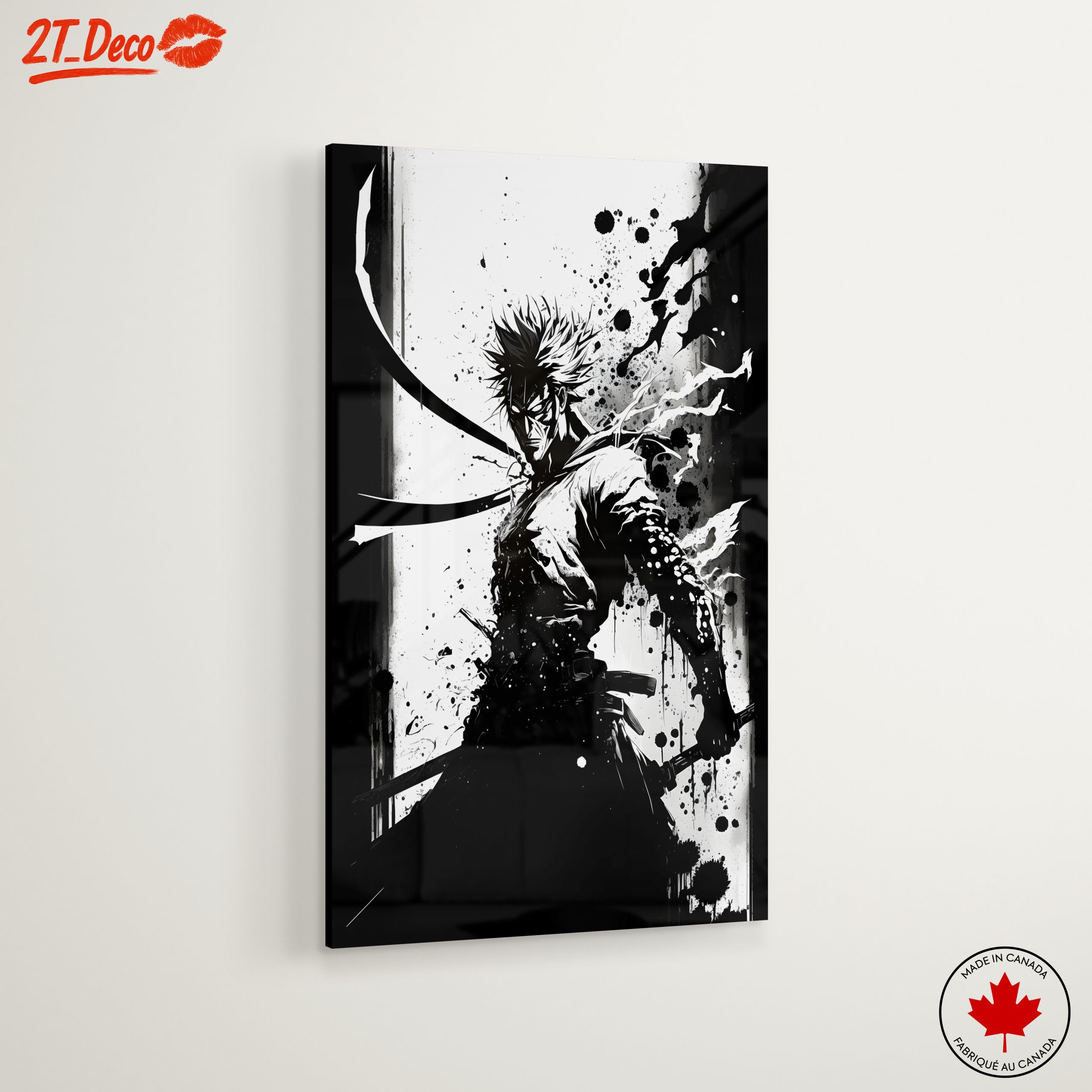 Stylized Dynamic Character Artwork in Black and White - Image 6