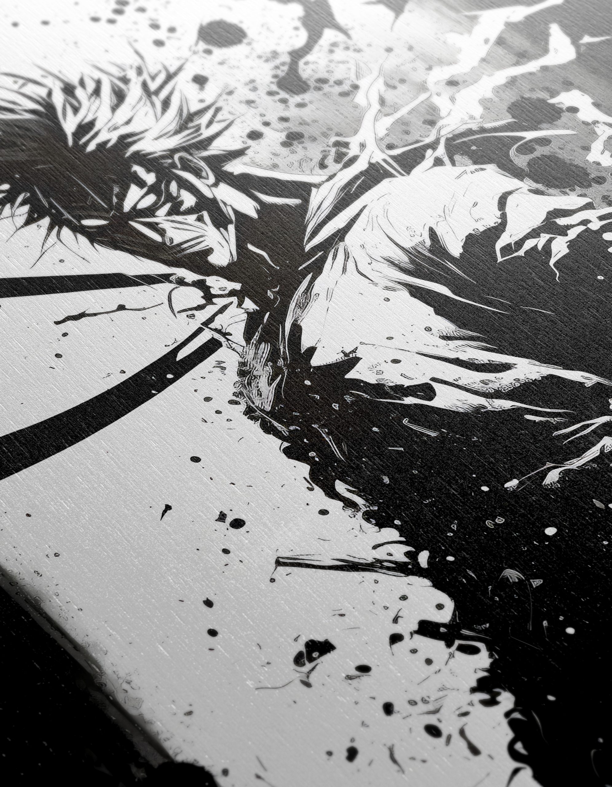 Stylized Dynamic Character Artwork in Black and White - Image 12