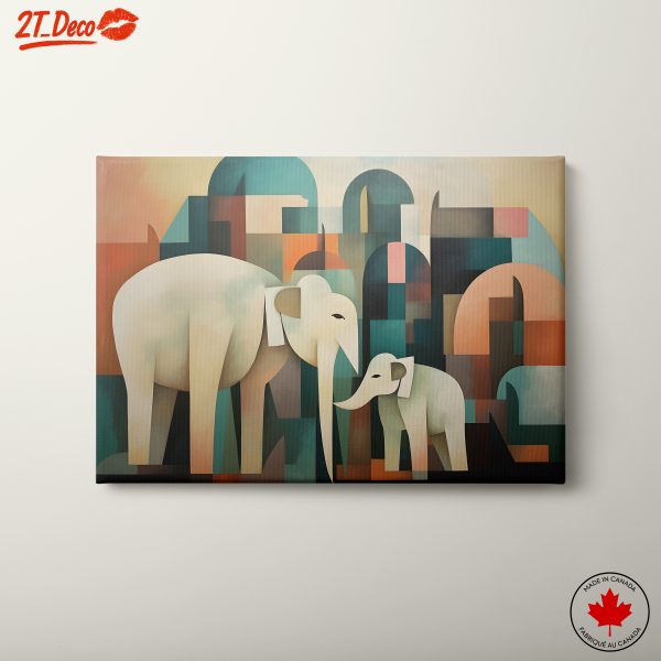 Stylized Elephants on Abstract Background