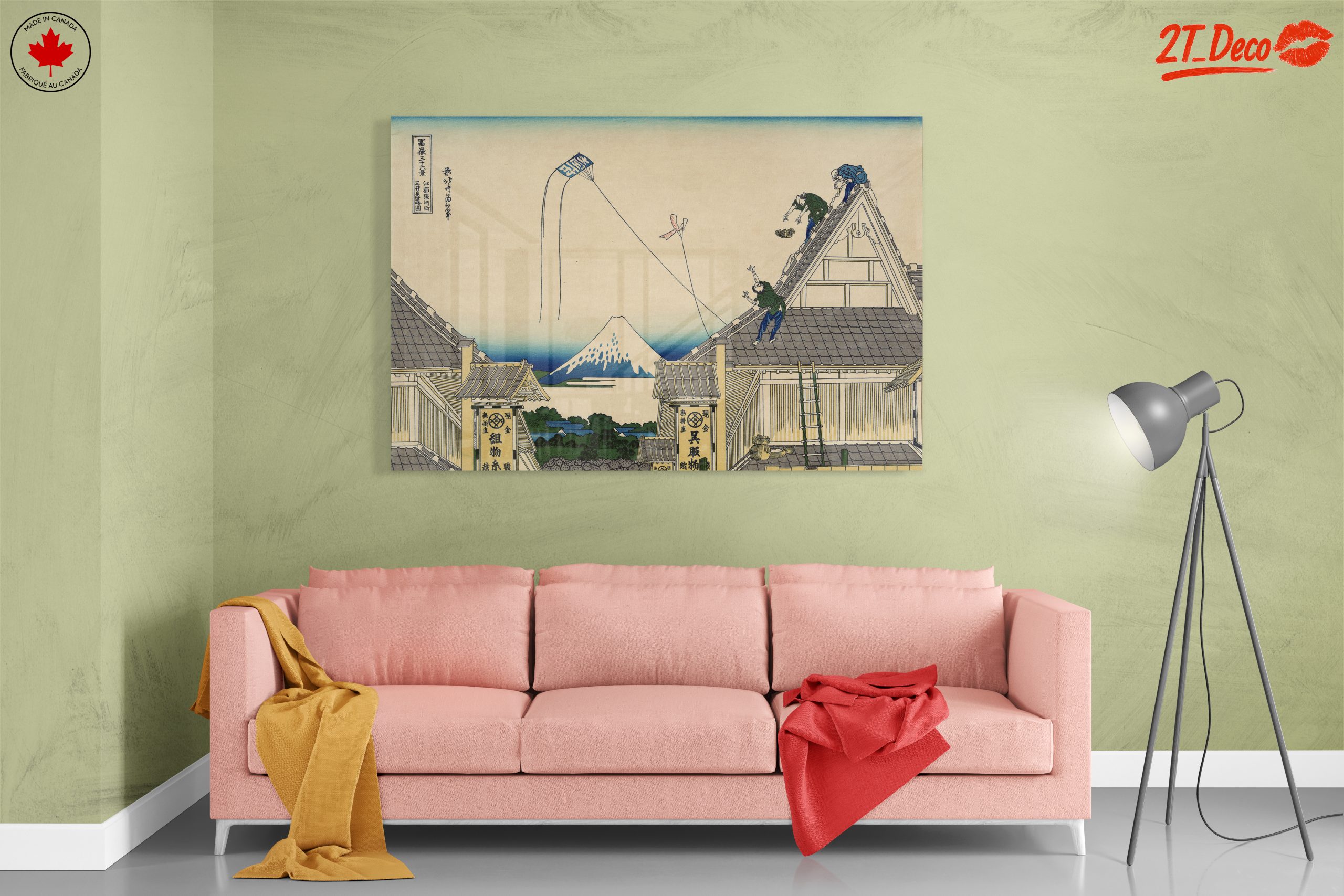 Japanese Woodblock Print of Workers with Mount Fuji - Image 7