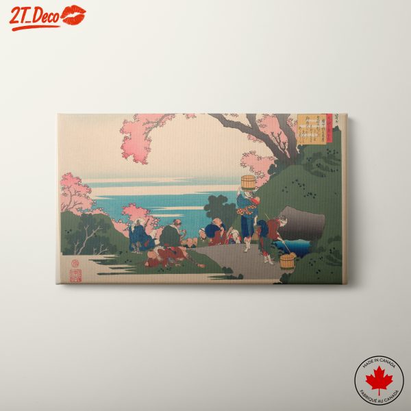 Historical Japanese Landscape with Cherry Blossoms
