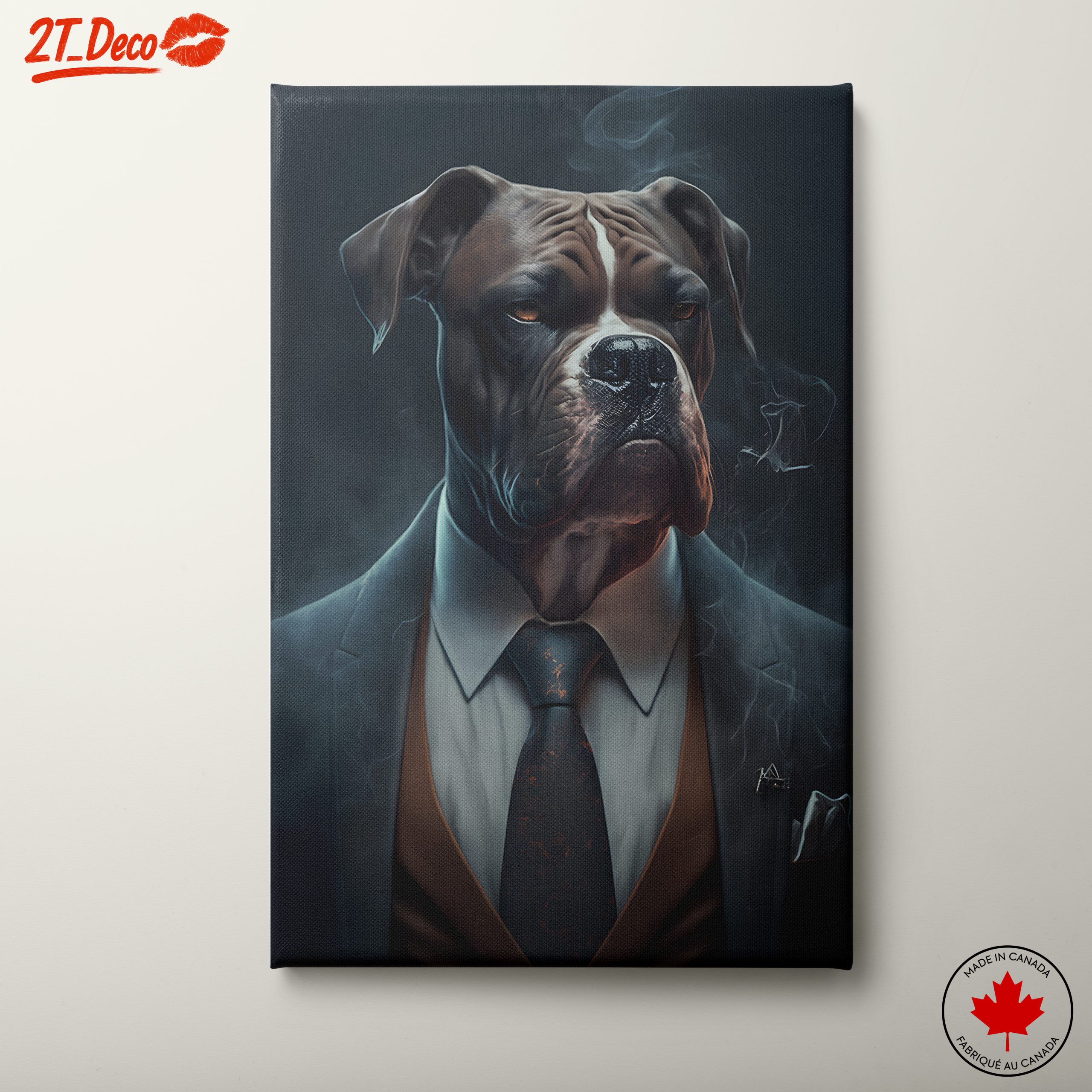 Elegant Dog in a Suit with Smoke