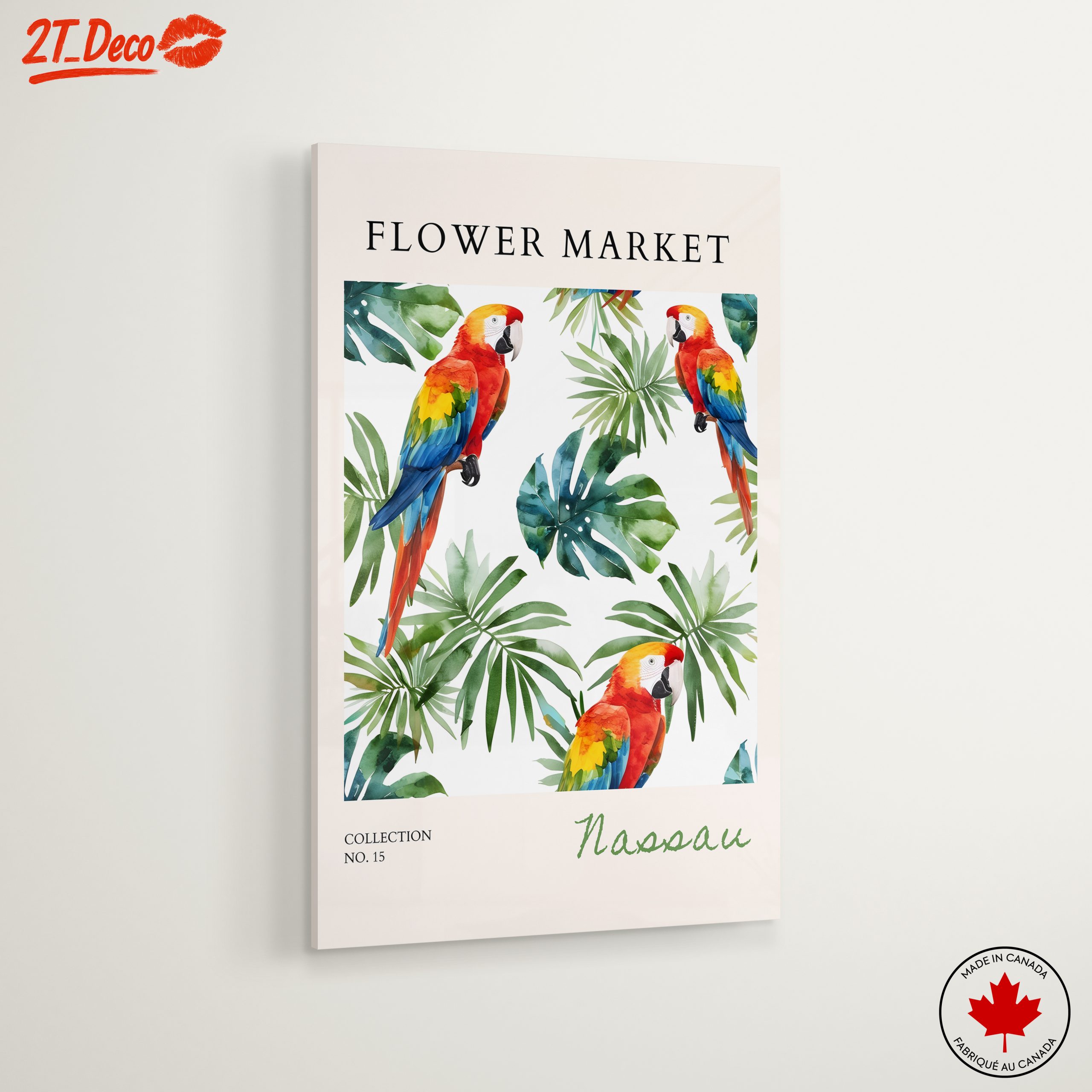 Tropical Flower Market Art with Parrots - Image 6
