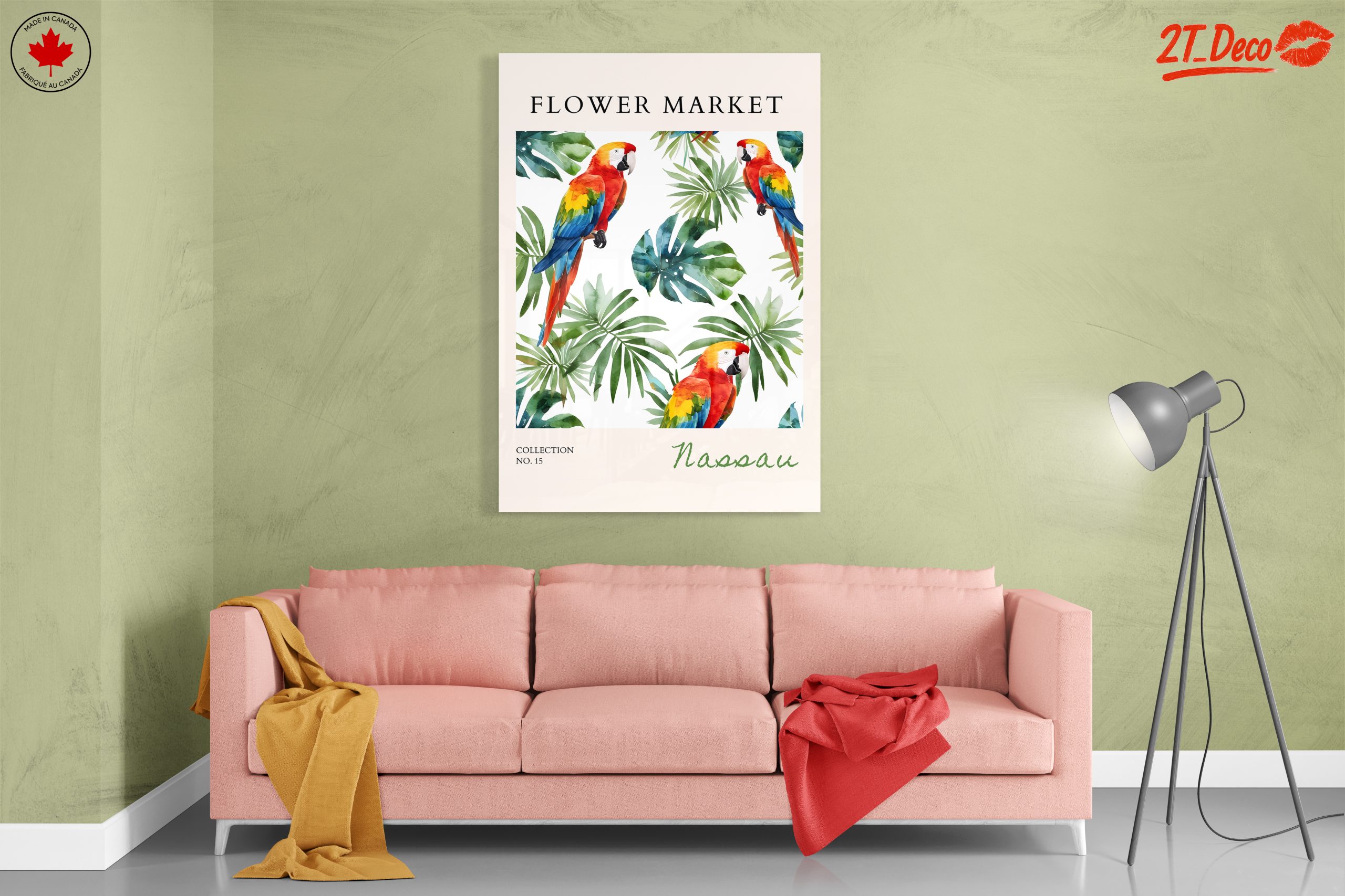 Tropical Flower Market Art with Parrots - Image 7