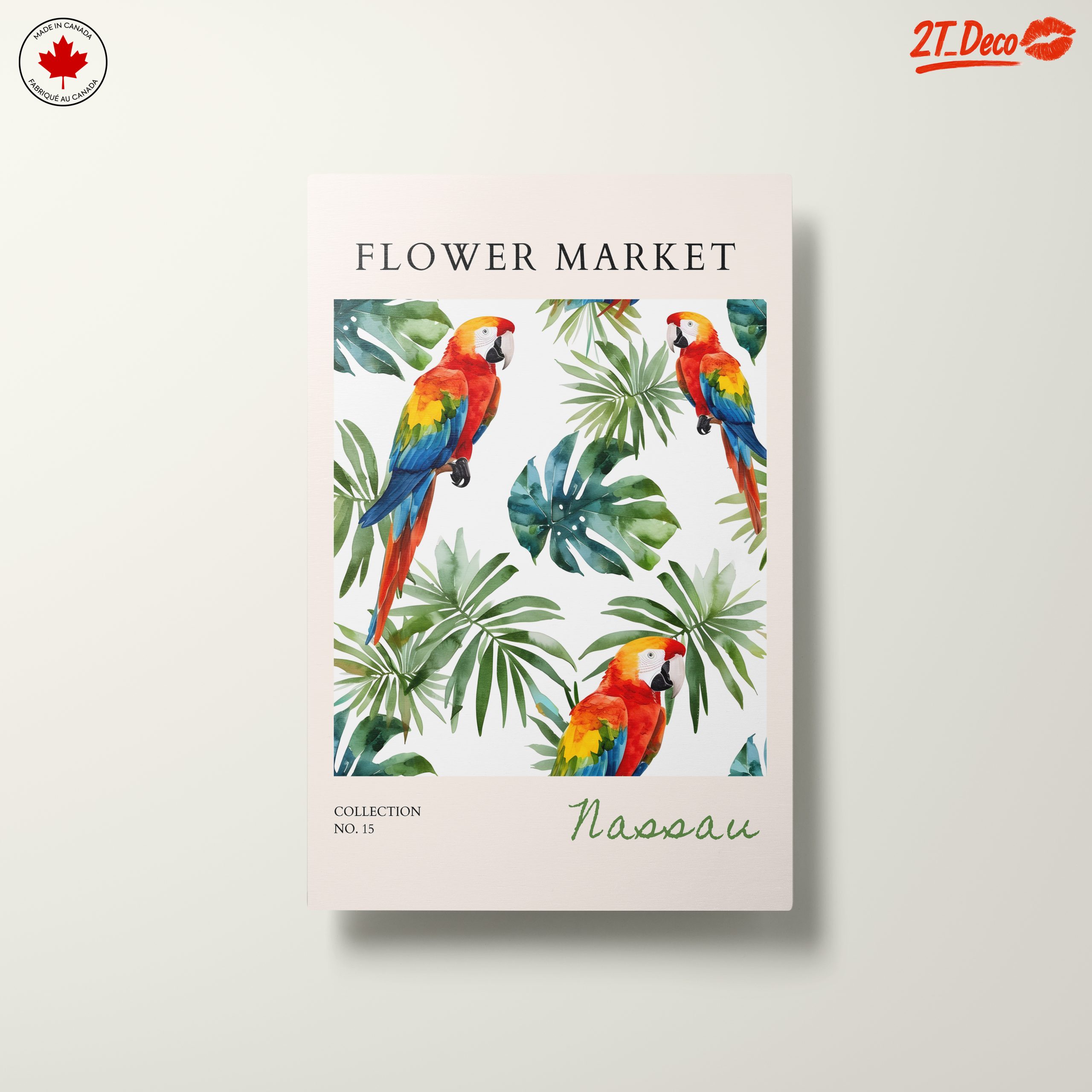 Tropical Flower Market Art with Parrots - Image 10