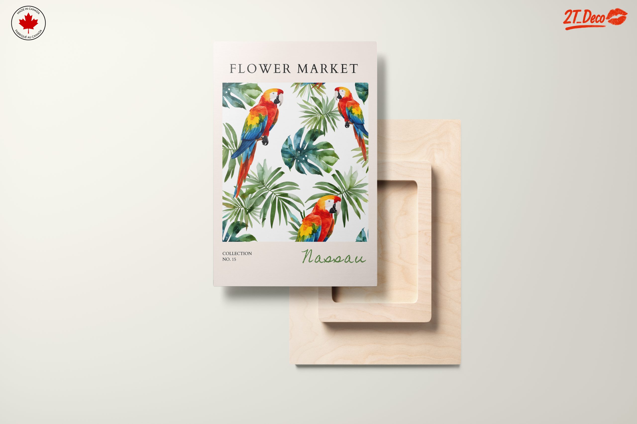 Tropical Flower Market Art with Parrots - Image 11