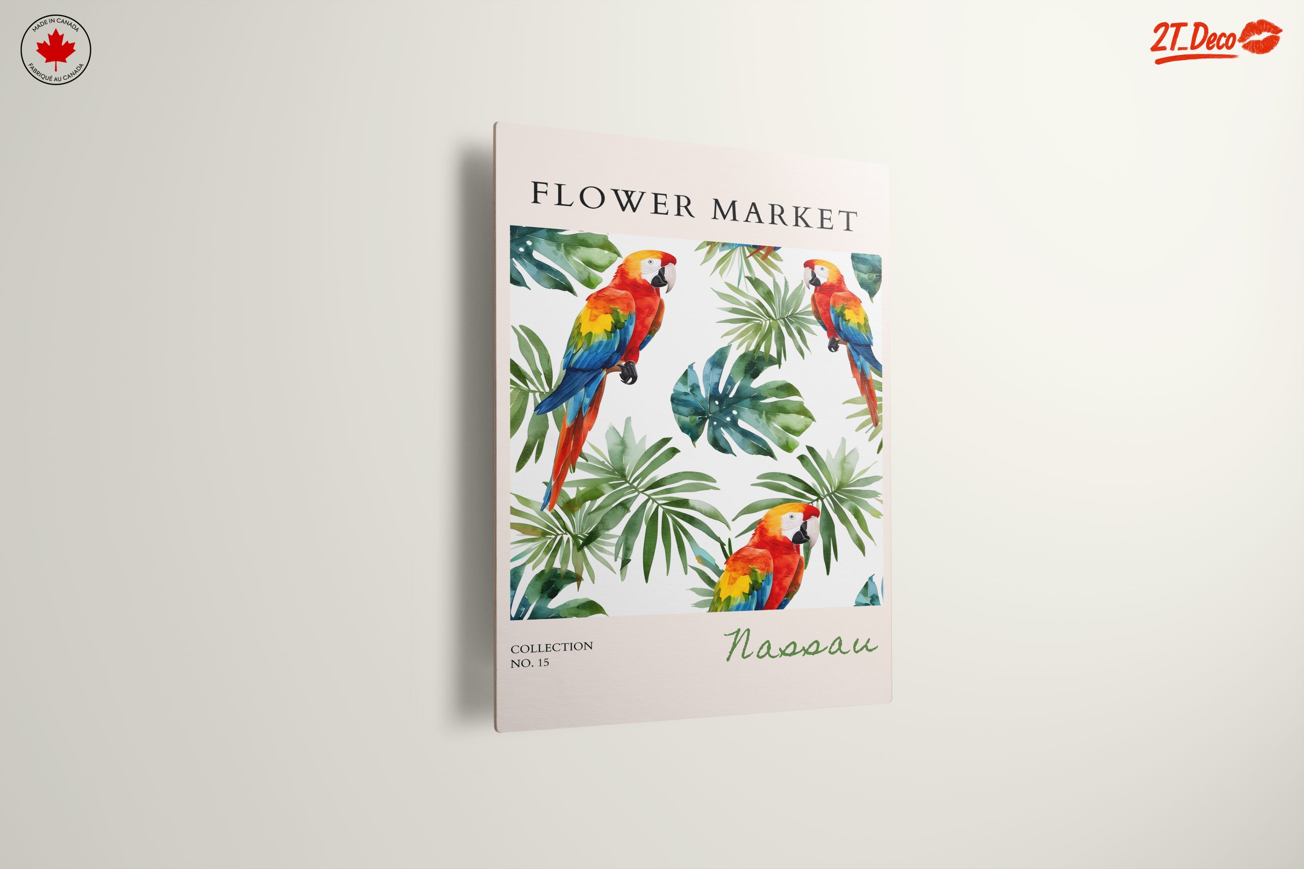 Tropical Flower Market Art with Parrots - Image 13