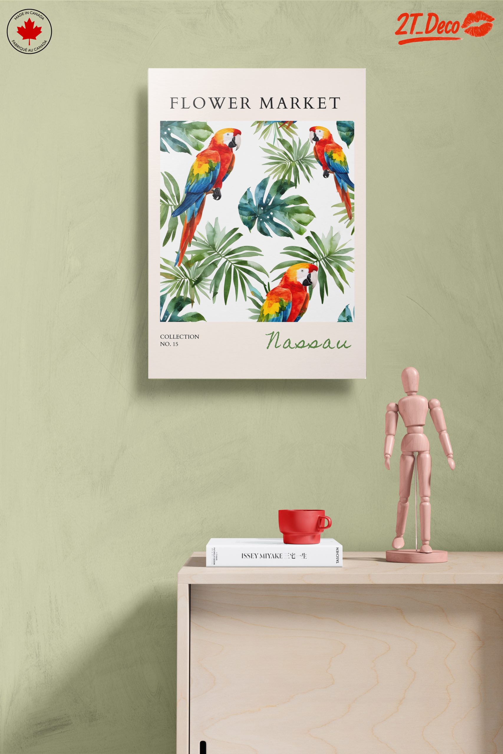 Tropical Flower Market Art with Parrots - Image 14