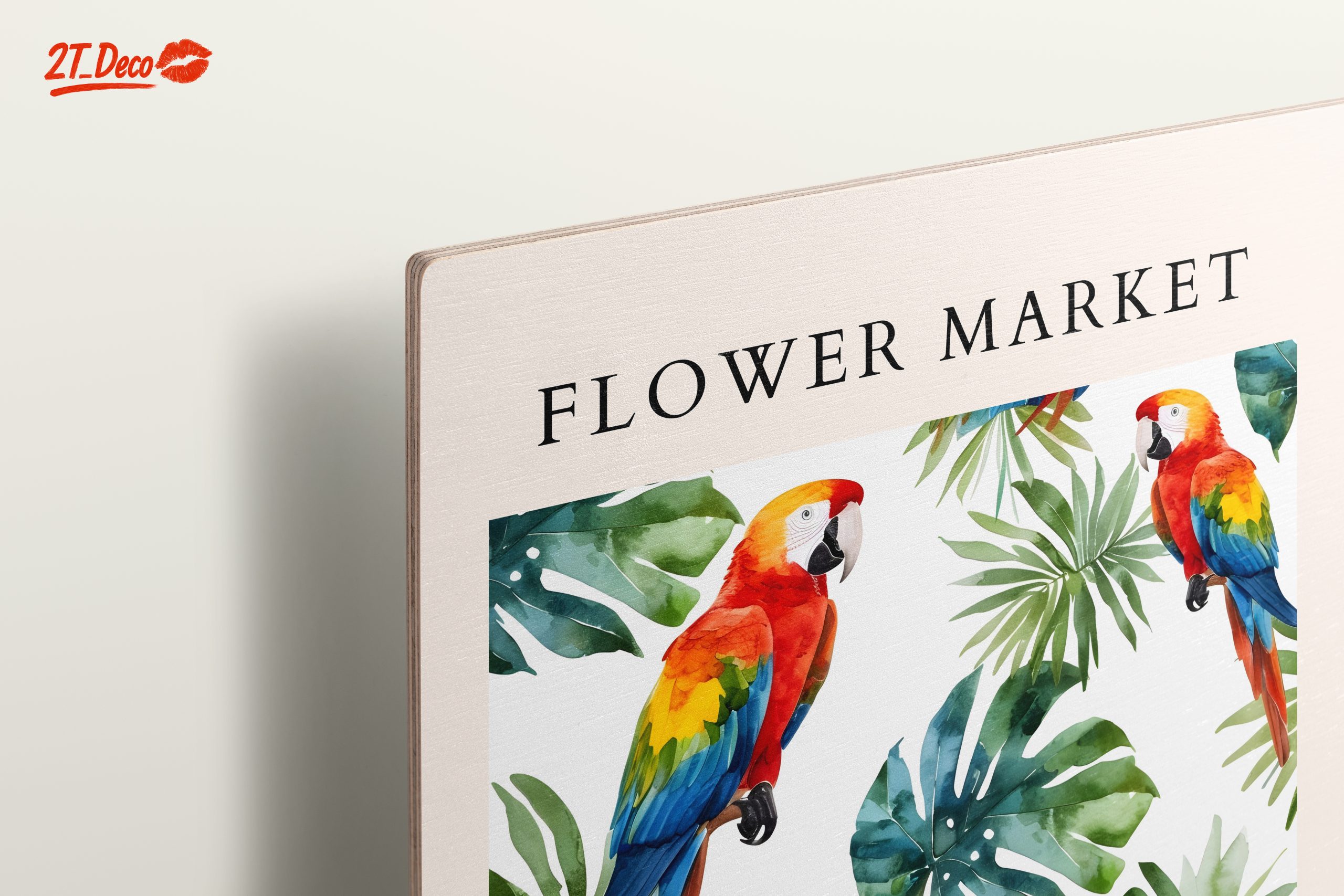 Tropical Flower Market Art with Parrots - Image 15