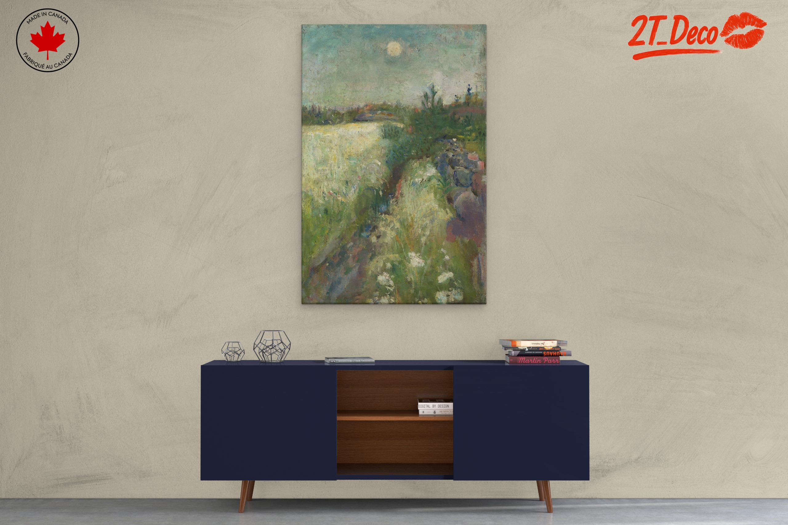 Abstract Landscape Painting with Moonlight - Image 3