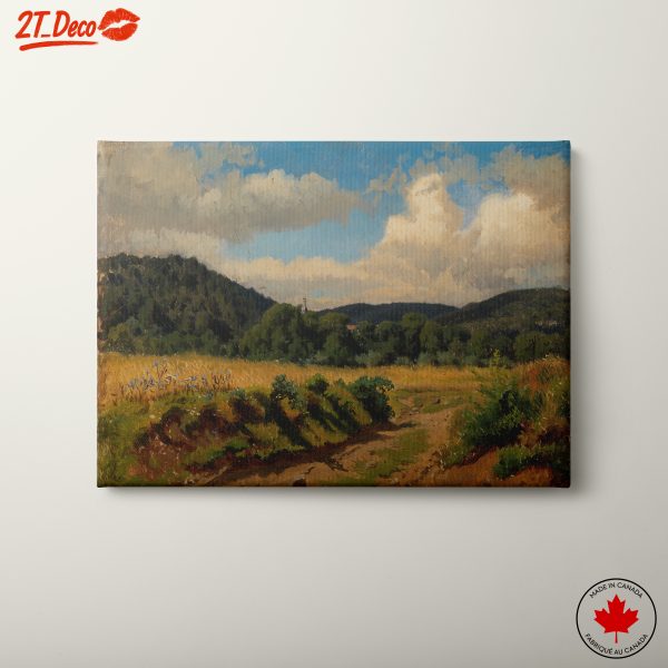 Peaceful Abstract Landscape with Hills and Clouds