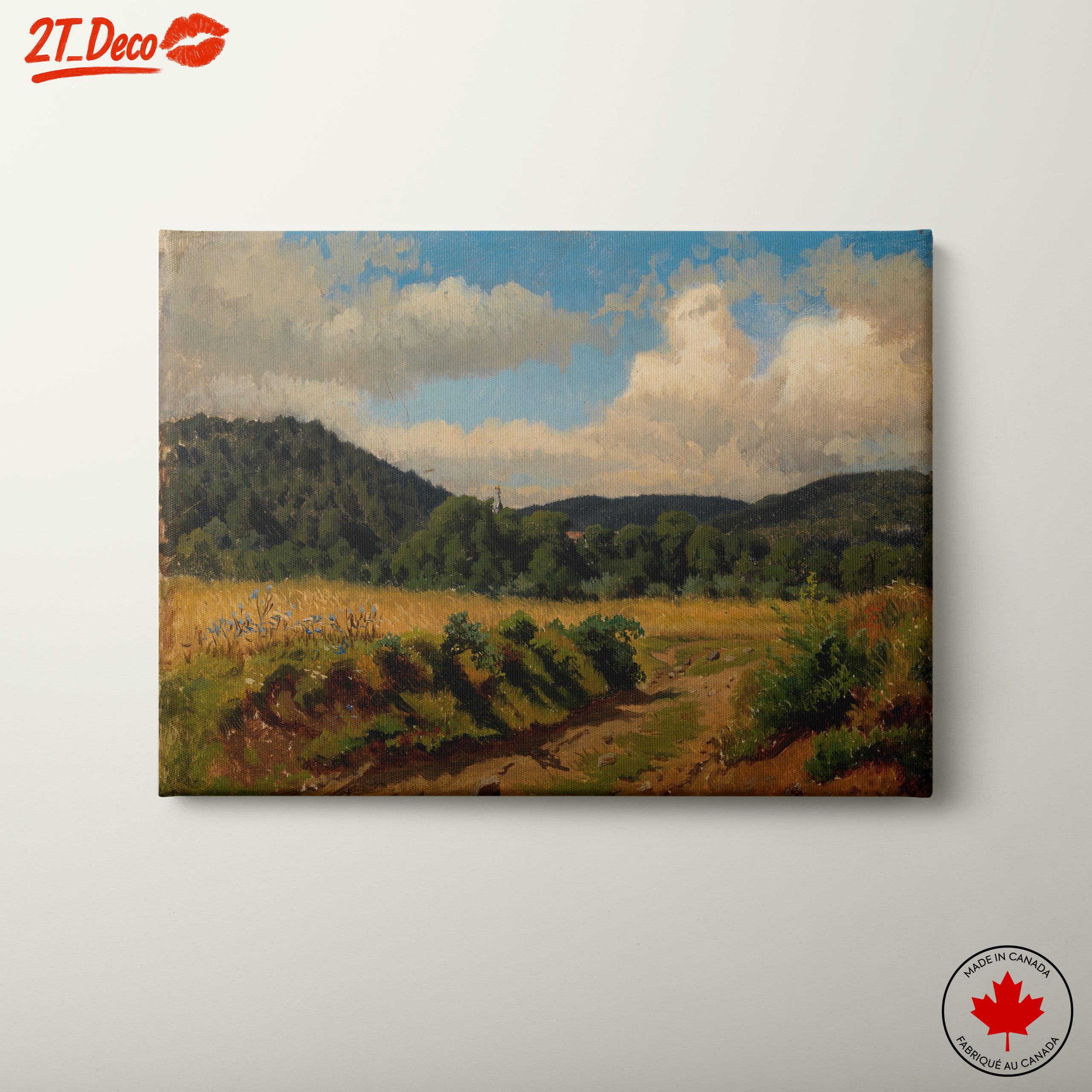Peaceful Abstract Landscape with Hills and Clouds