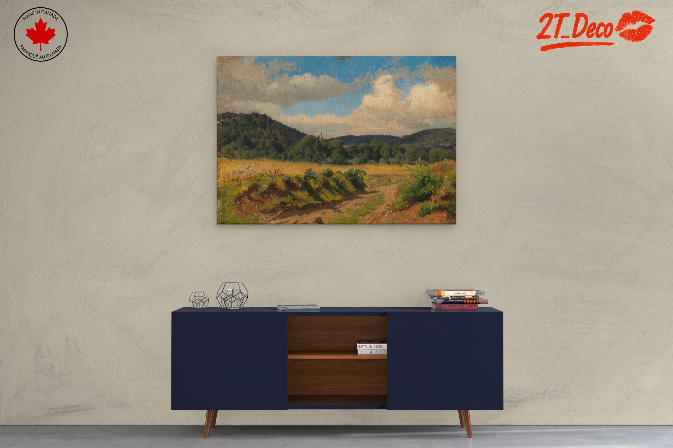 Peaceful Abstract Landscape with Hills and Clouds - Image 3