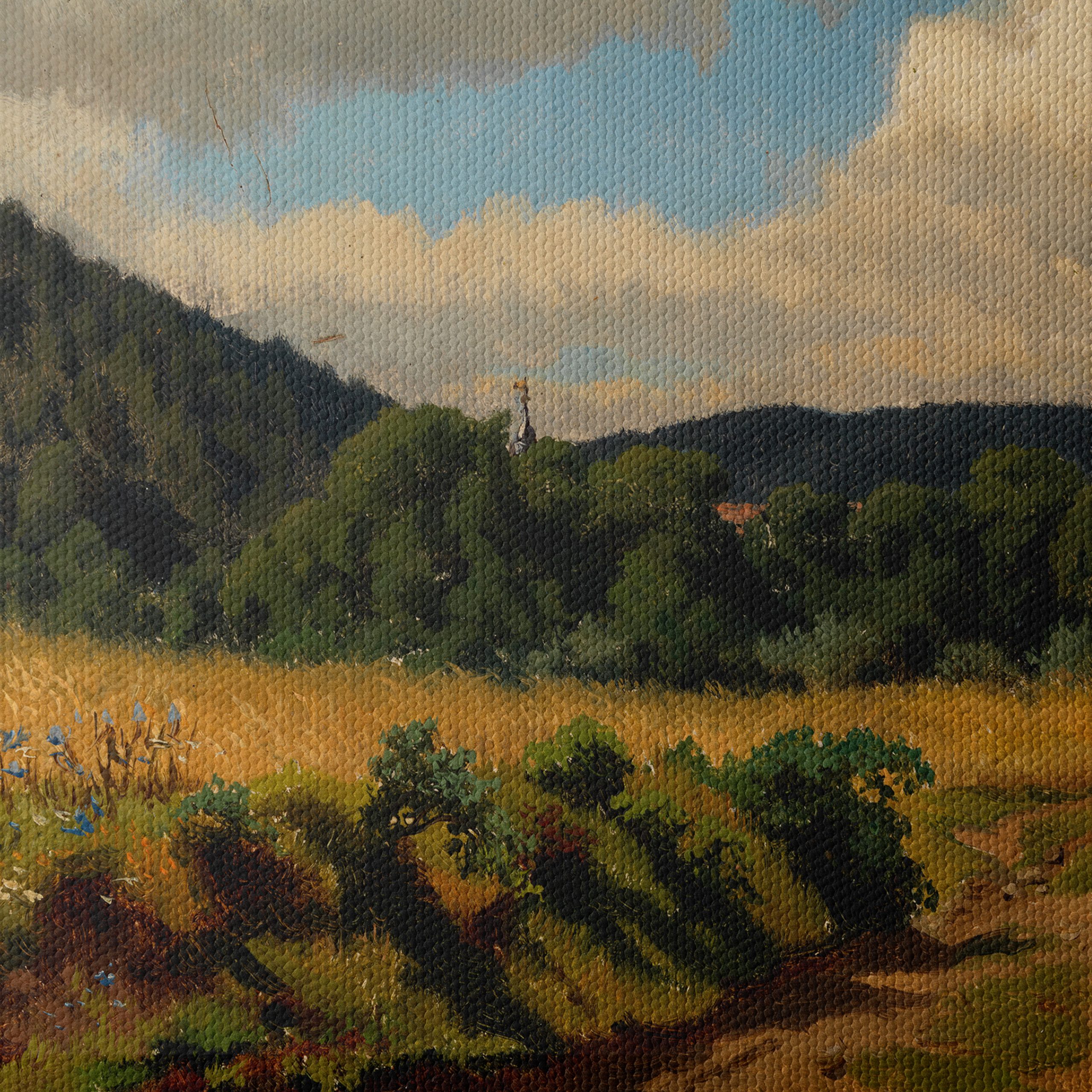 Peaceful Abstract Landscape with Hills and Clouds - Image 4