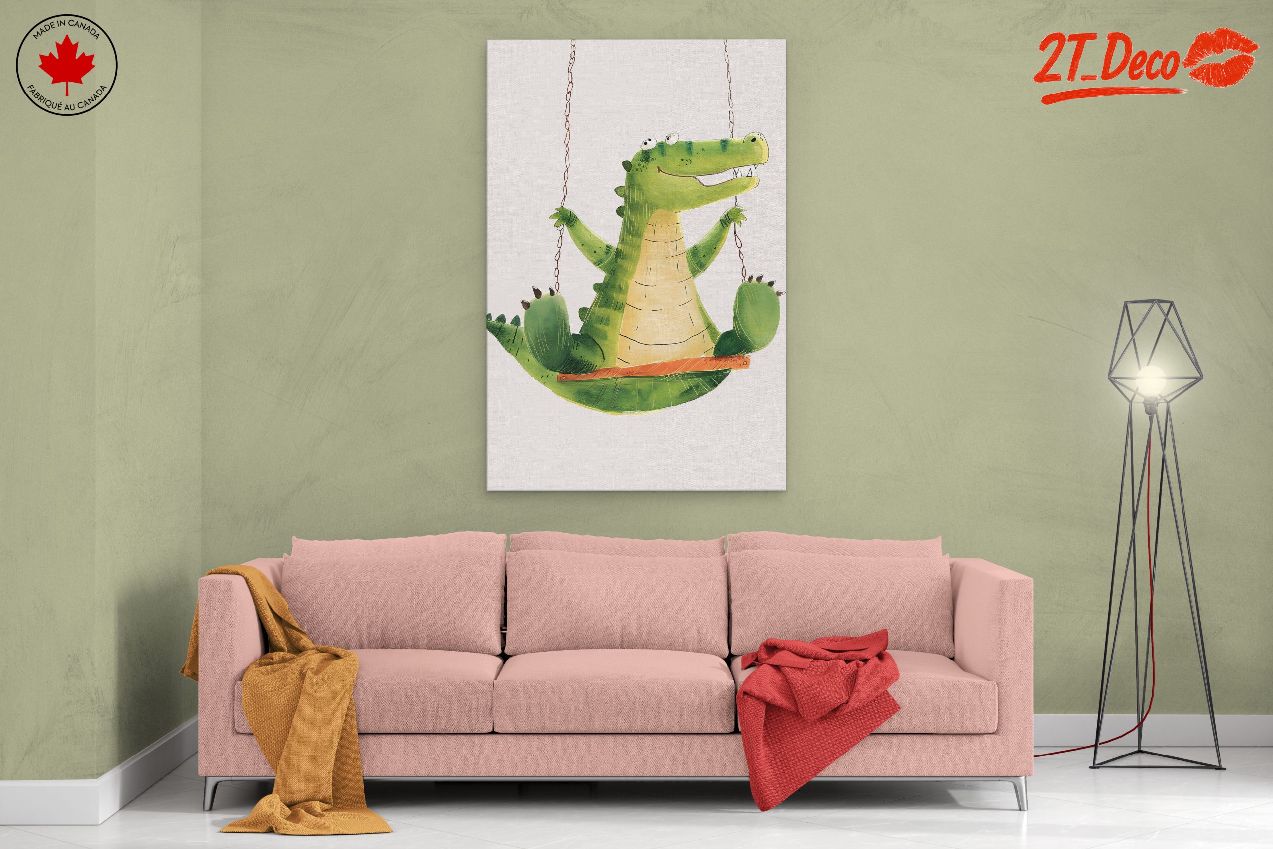 Playful Crocodile Character Swinging - Image 2