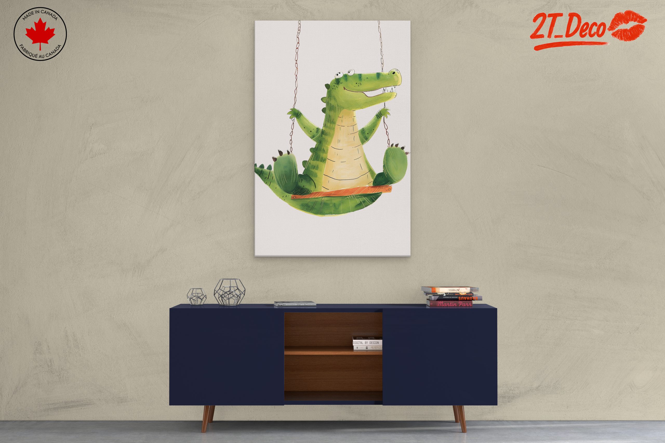 Playful Crocodile Character Swinging - Image 3