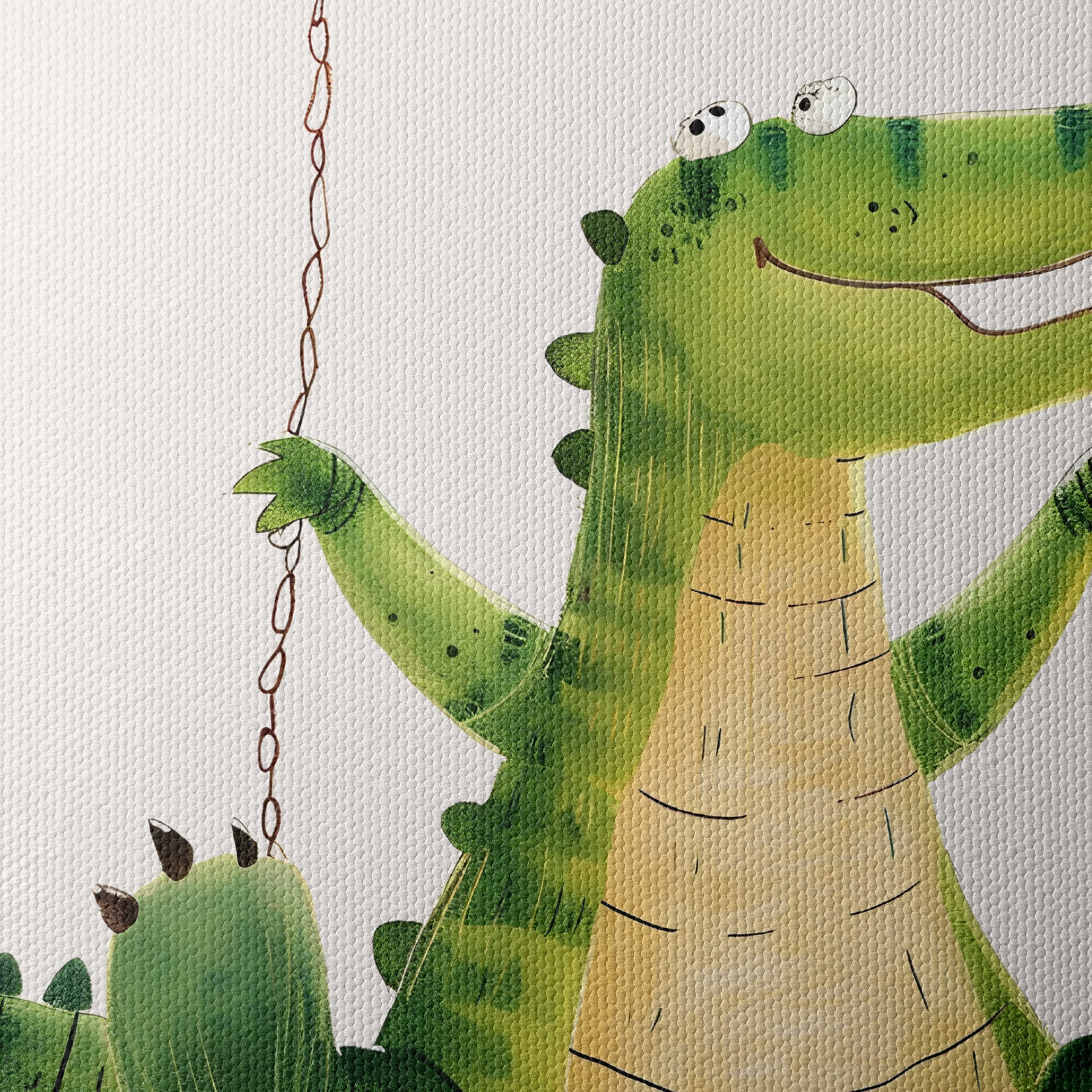 Playful Crocodile Character Swinging - Image 4