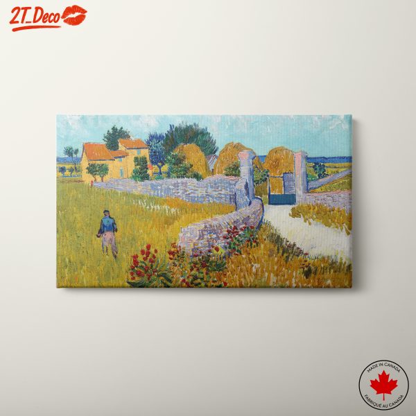 Vibrant Abstract Landscape with Fields and Farmhouse