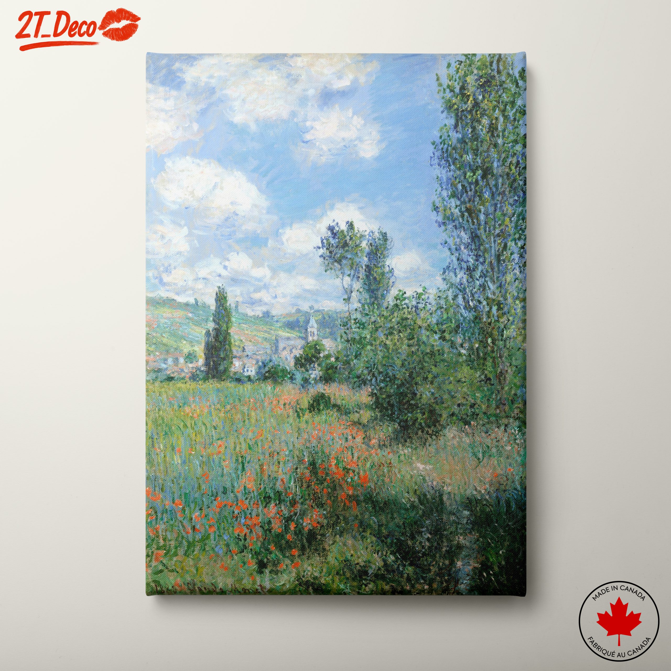 Beautiful Nature Landscape with Poppies and Trees